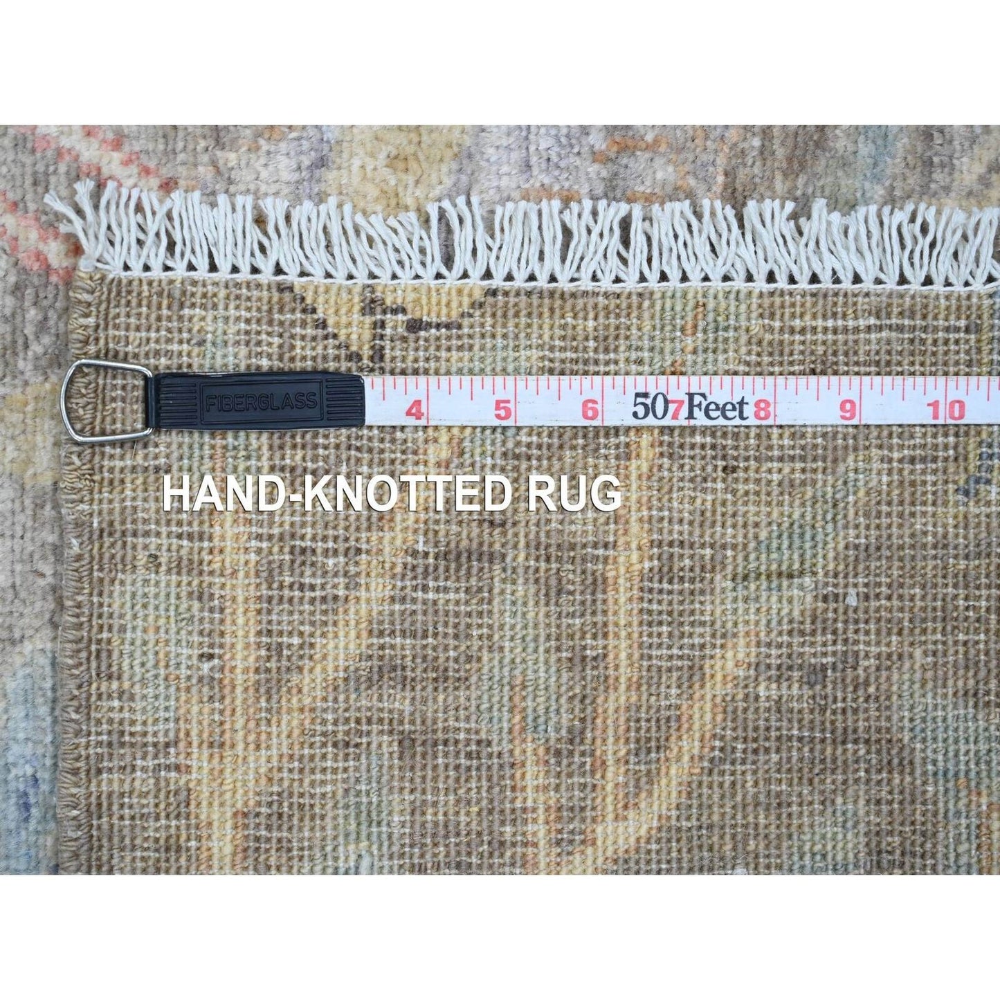 2'8"X11'10" Brown Peshawar Birds Design Hand Knotted Soft Wool Runner Rug