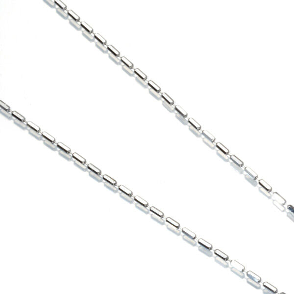 Cut Cylinder Chain Necklace 18K 750 White Gold 43Cm