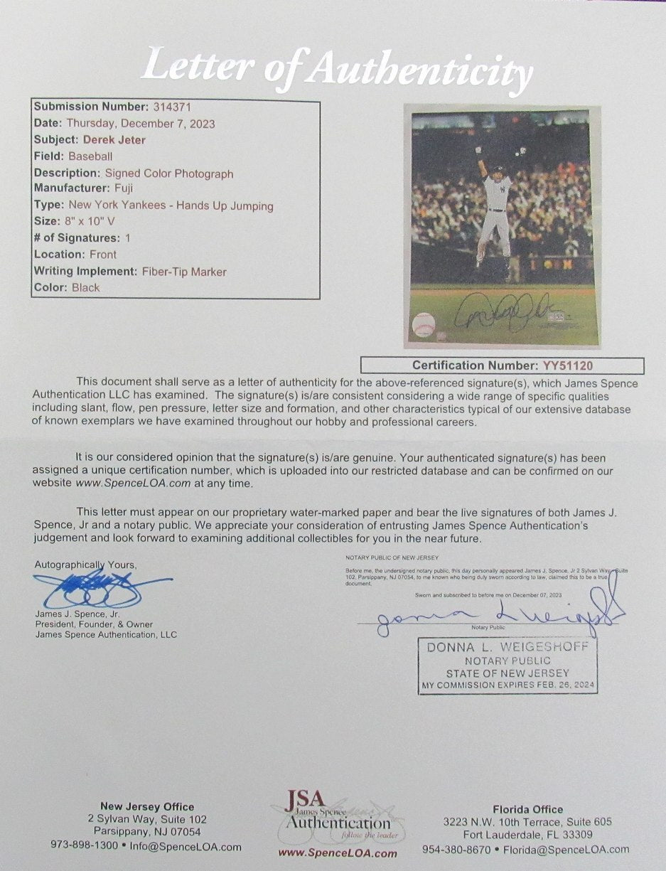 Derek Jeter Hof Autographed 8X10 Photo Collage