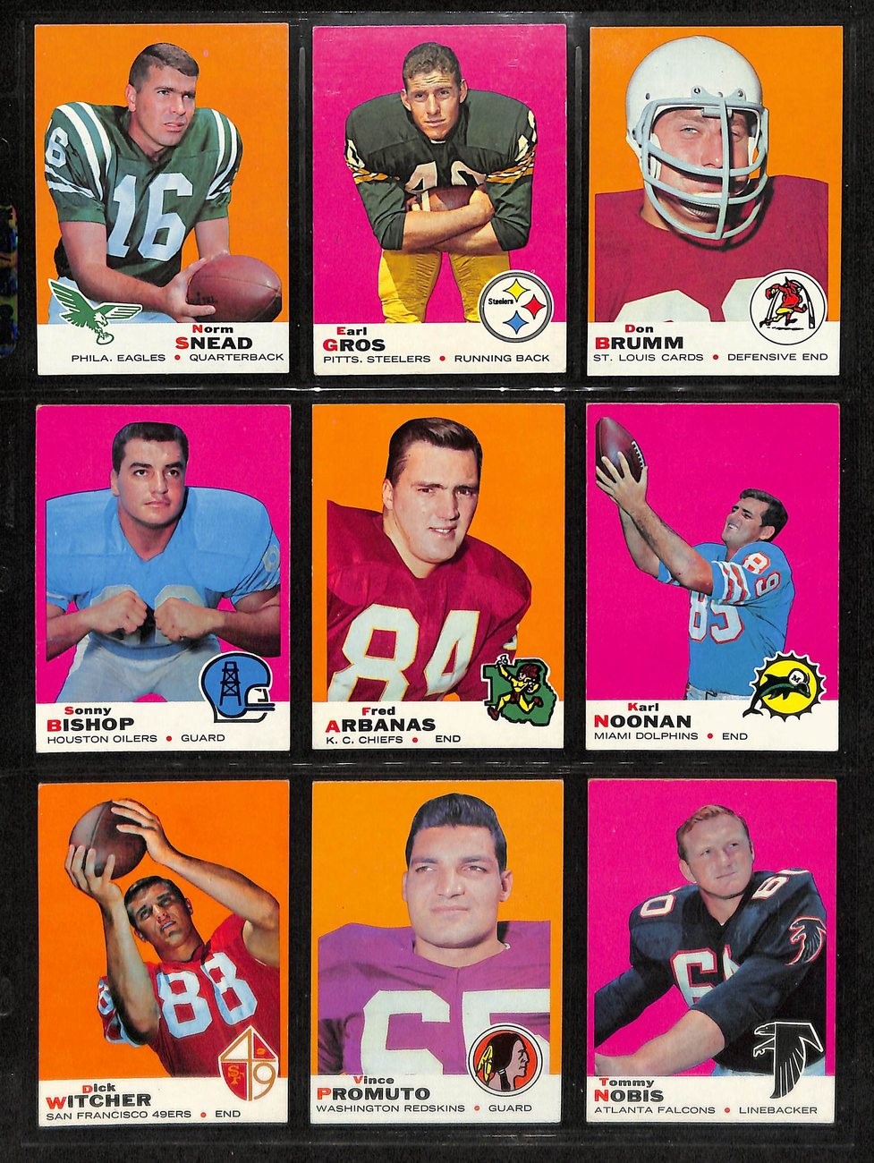 1969 Topps Football Card Complete Set (1-263) Csonka Rc Namath Unitas 197413