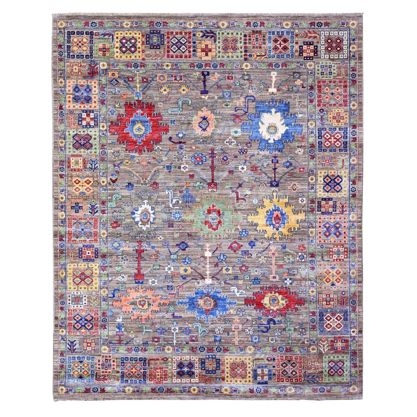 8'X9'10" Gray Aryana Collection Antique Mahal Design Oriental Rug