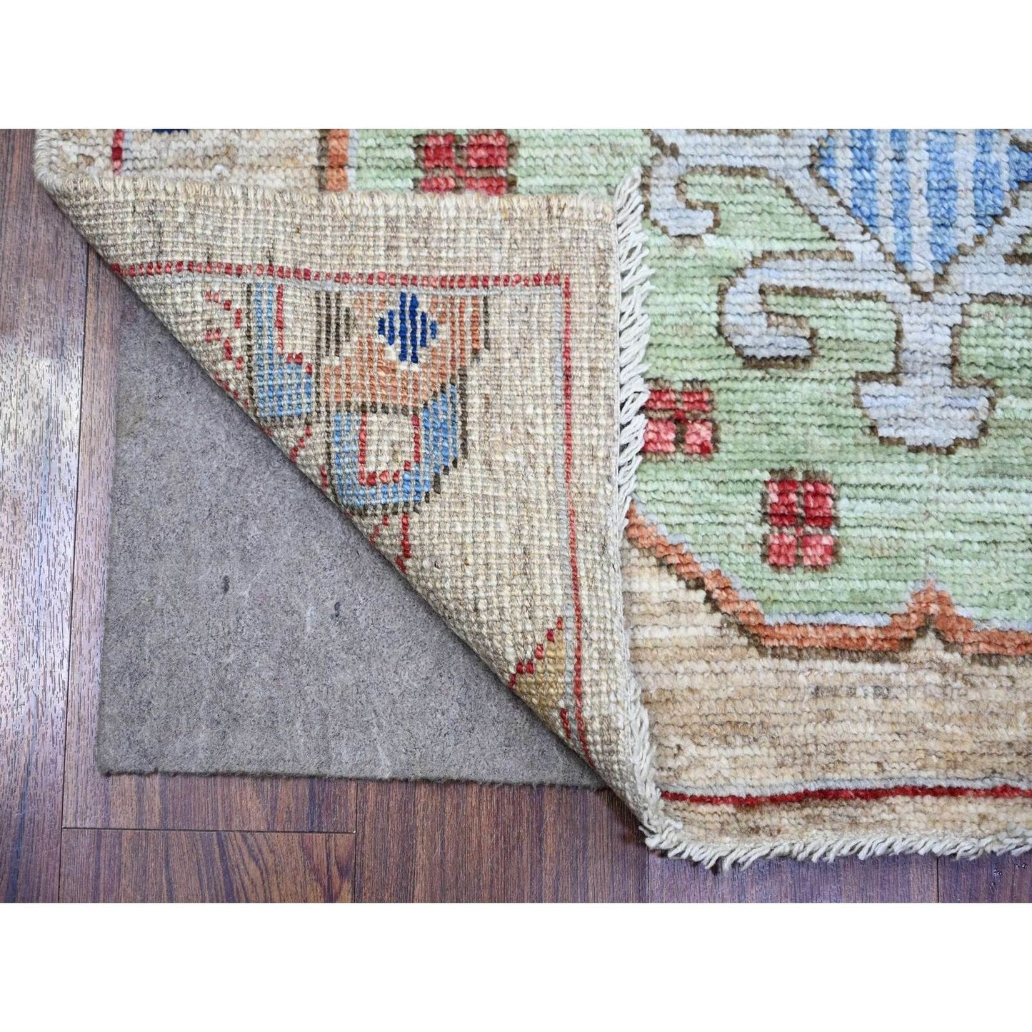 3'1"X7'9" Tan Color Anatolian Village Inspired Wool Hand Knotted Rug