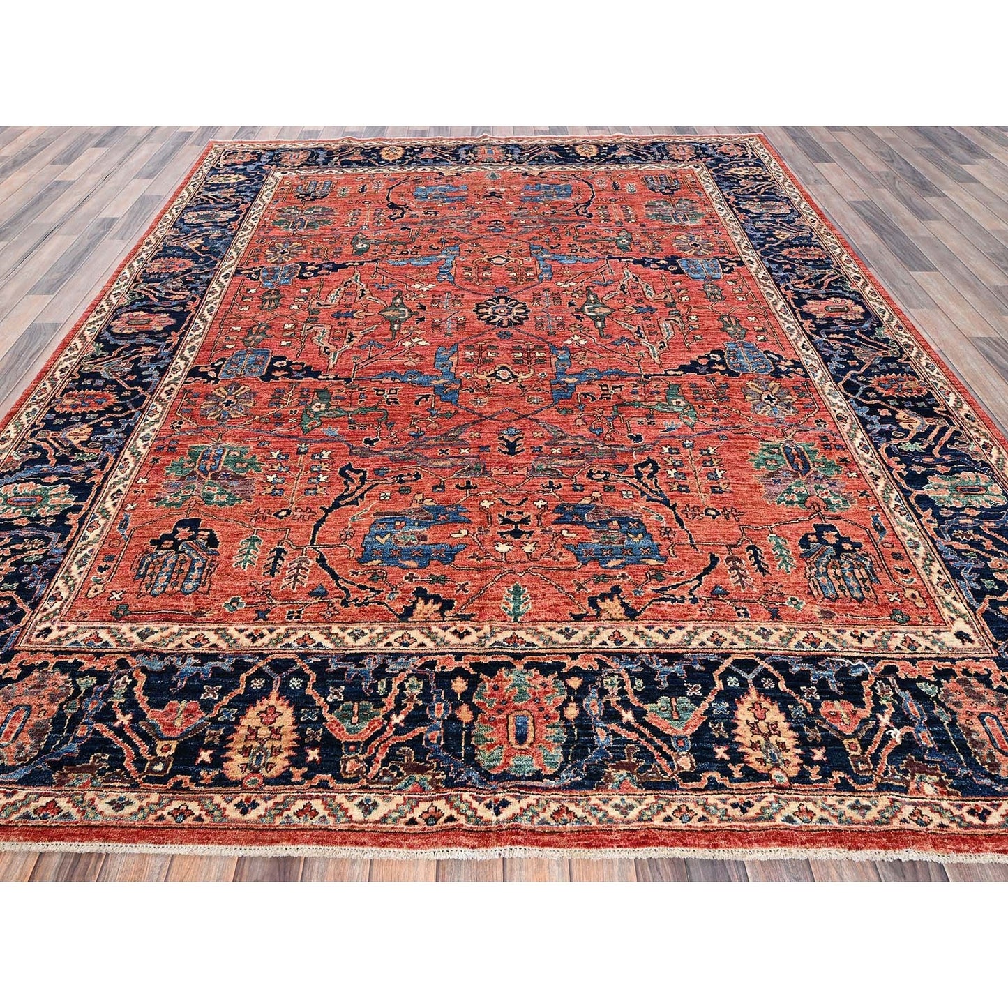 8'X10'4" Red Aryana Grade Bijar Garus Design Soft Wool Hand Knotted Rug