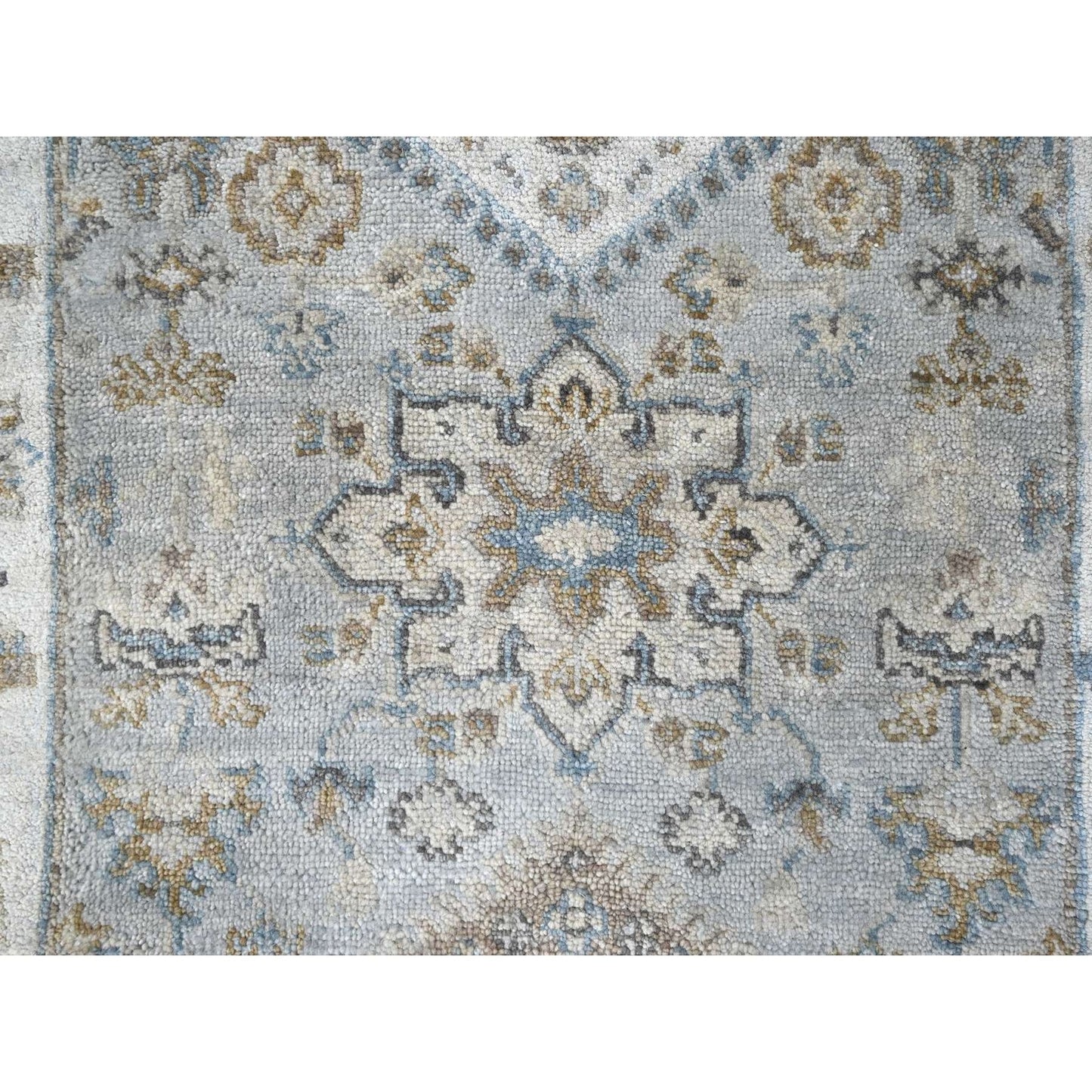 2'6"X18' Misty Gray Karjihooz Design Pure Wool Hand Knotted Xl Runner Rug