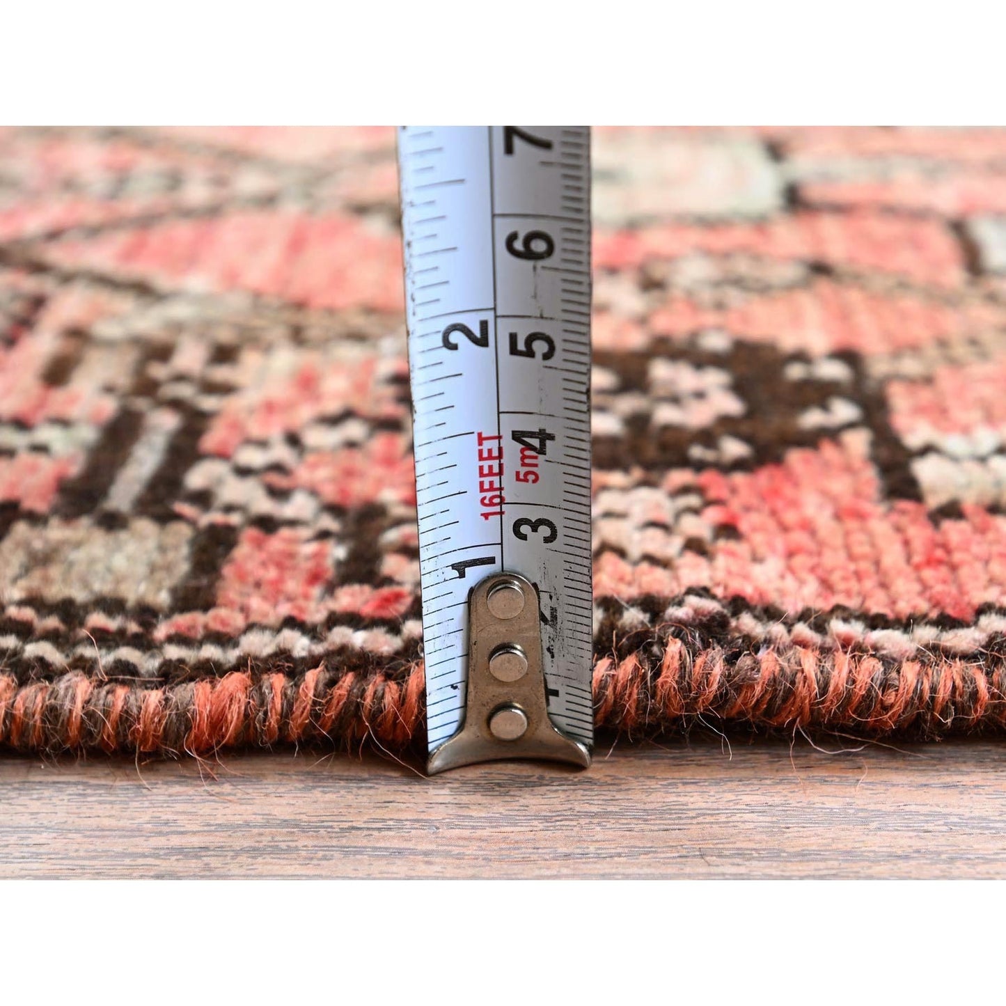 3'X8'6" Faded Red Vintage Zoroastrian Khamadan Hand Knotted Wool Runner Rug