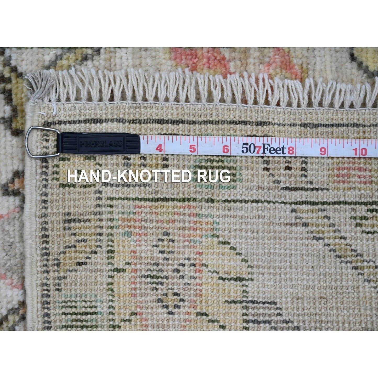 2'X3' Oyster White Afghan Angora Oushak Hand Knotted 100% Wool Mat Rug