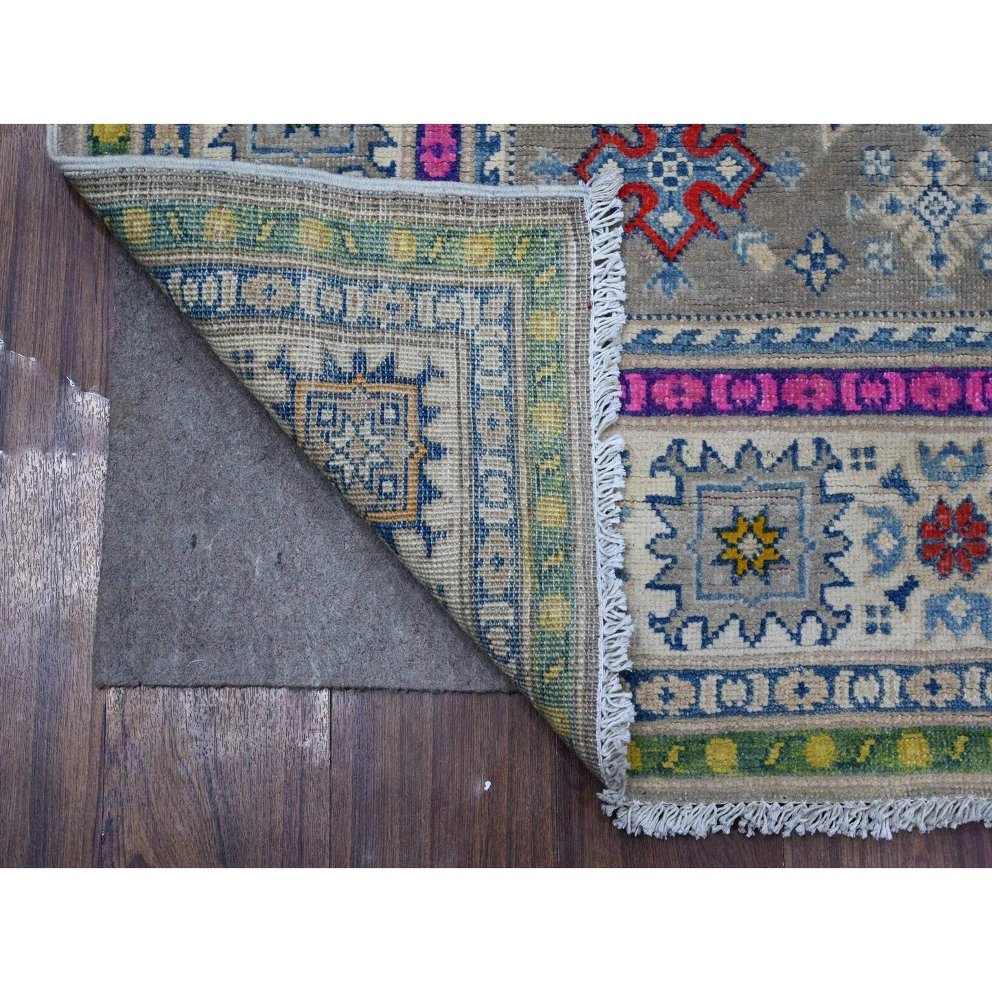 5'X6'8" Thunder Gray Velvety Wool Fusion Kazak Oriental Rug