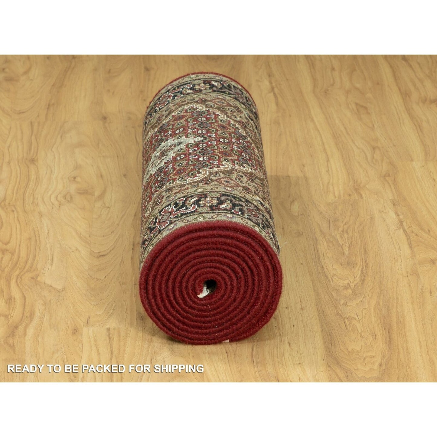 2'7"X12'1" Red Wool And Silk Tebraz Mahi Fish Design Oriental Runner Rug