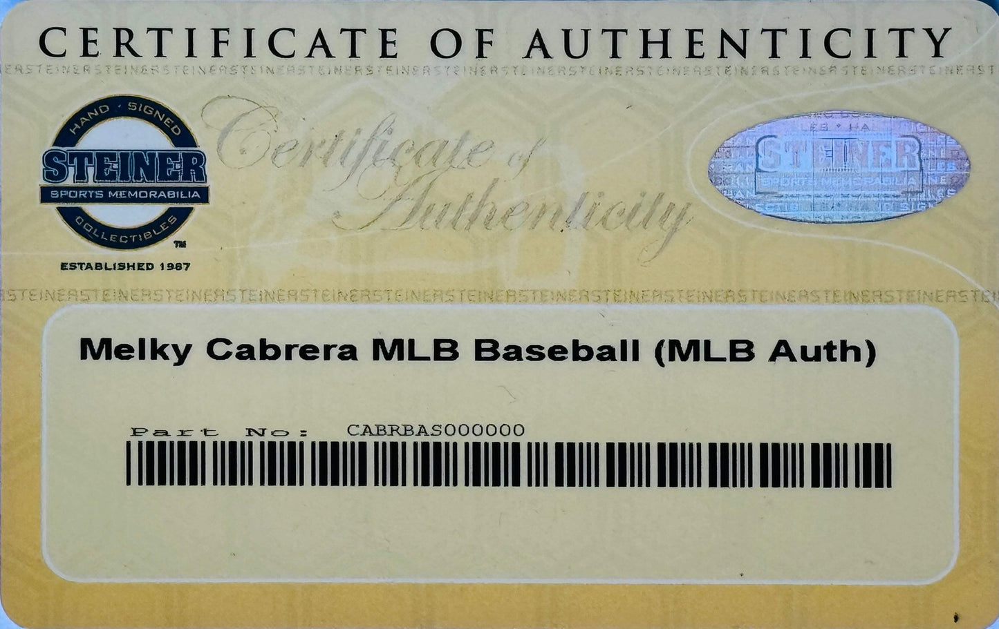 Melky Cabrera Autographed Official Major League