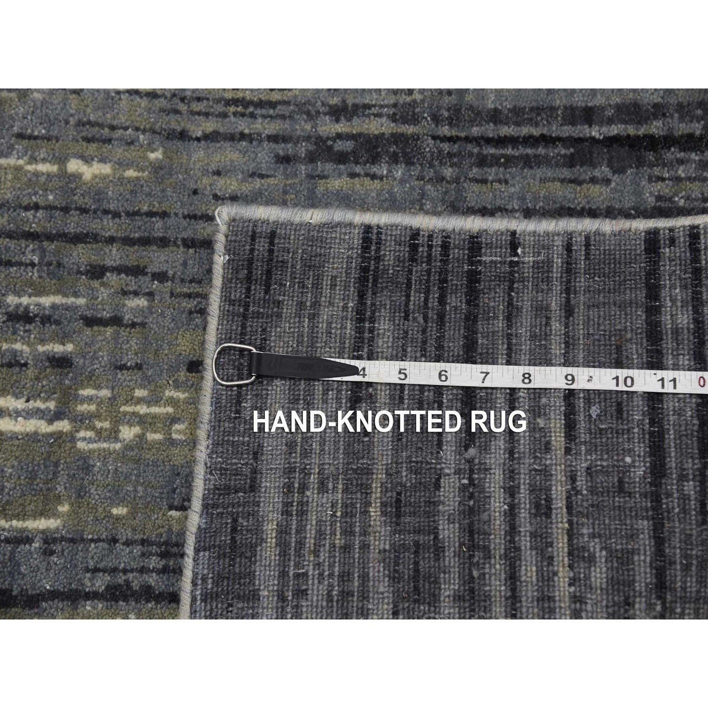 2'6"X8' Gray And Black Hand Knotted Modern Ombre Design Wool Runner Rug