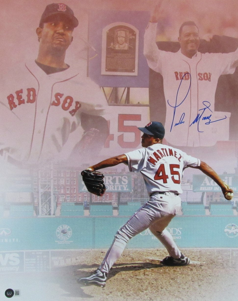 Pedro Martinez Hof Autographed 16X20 Photo Boston Red Sox Beckett 176569