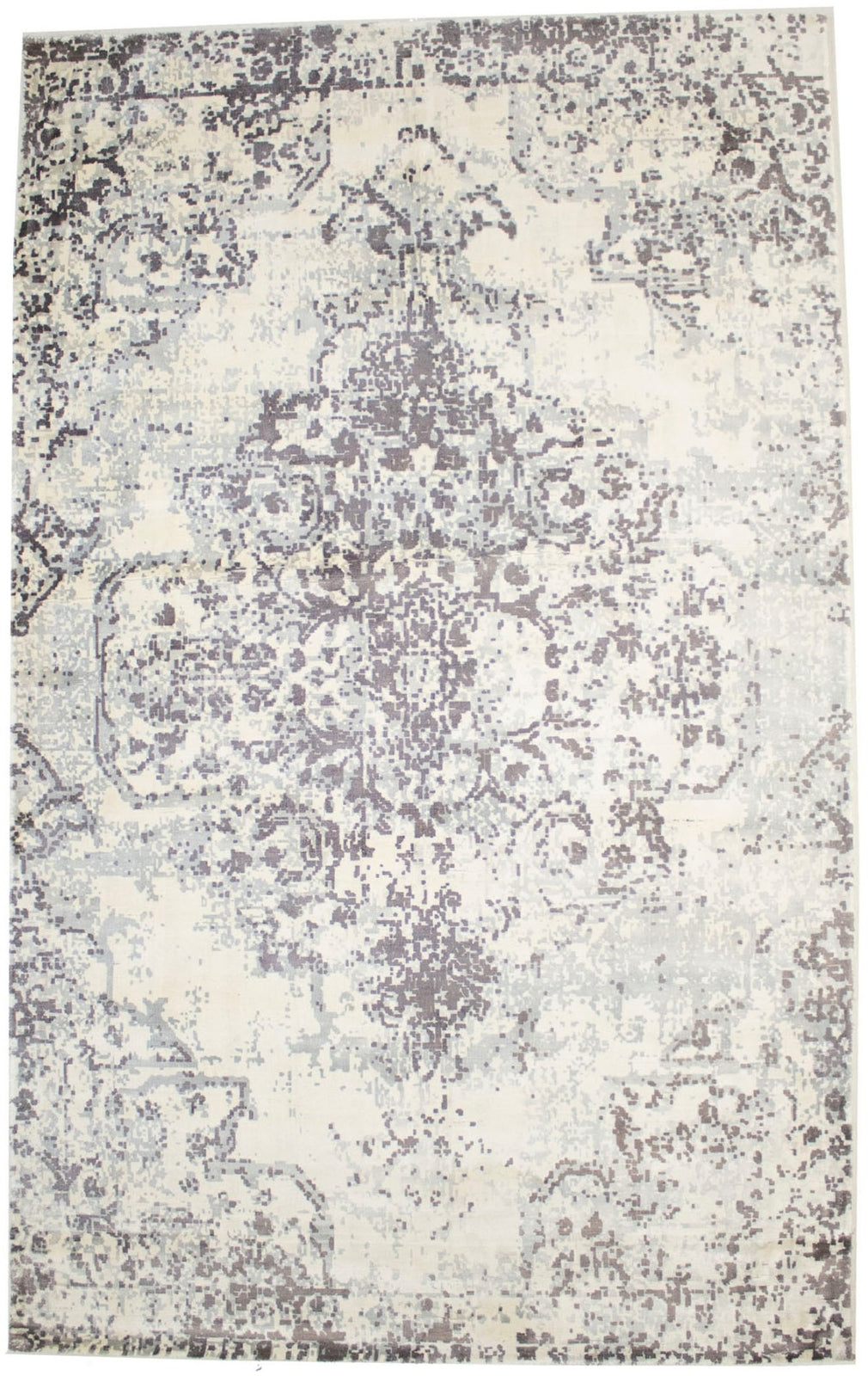 Distressed Brown & Cream Floral 5X8 Muted