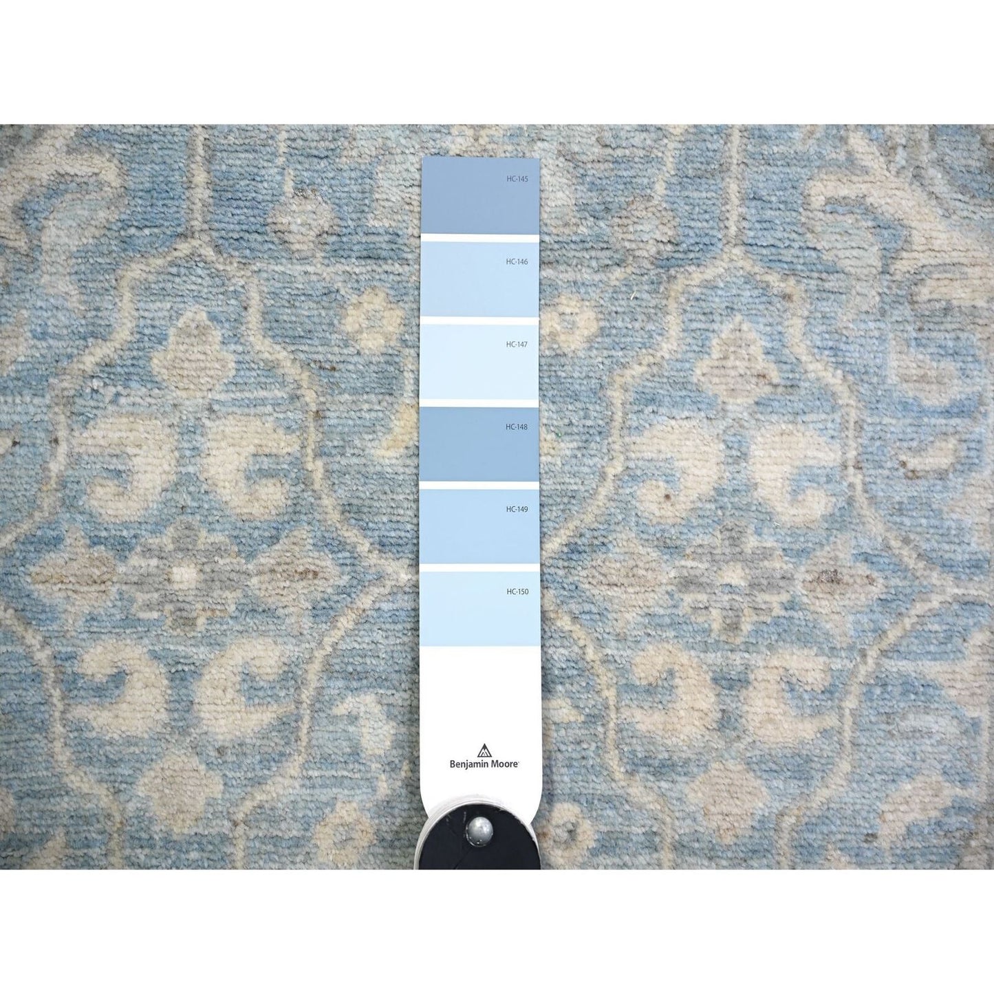 2'8"X15'2" Blue Finer Peshawar Wool Hand Knotted Xl Runner Oriental Rug