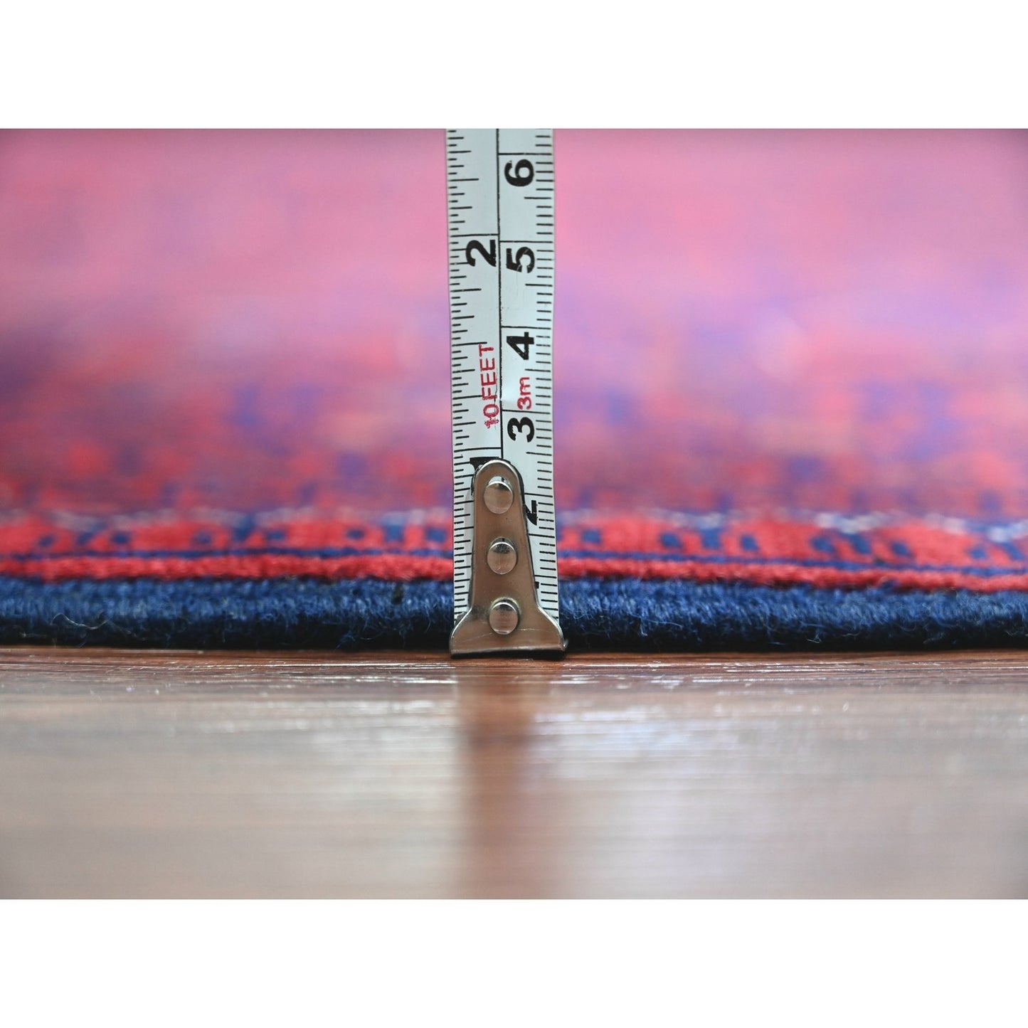 9'9"X13' Deep Red Afghan Khamyab Star Design Hand Knotted 100% Wool Rug