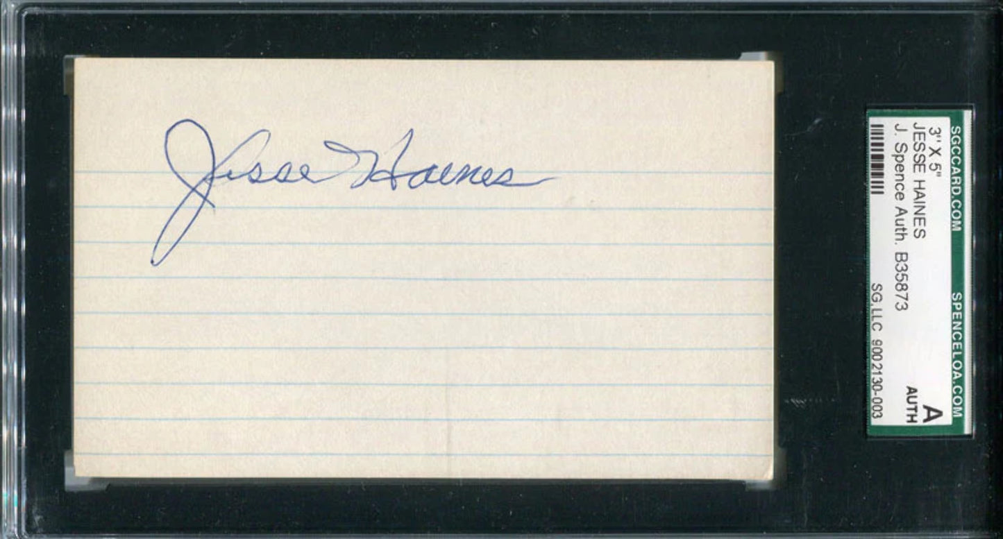Jesse Haines Autographed 3X5 Card (Sgc/Jsa)