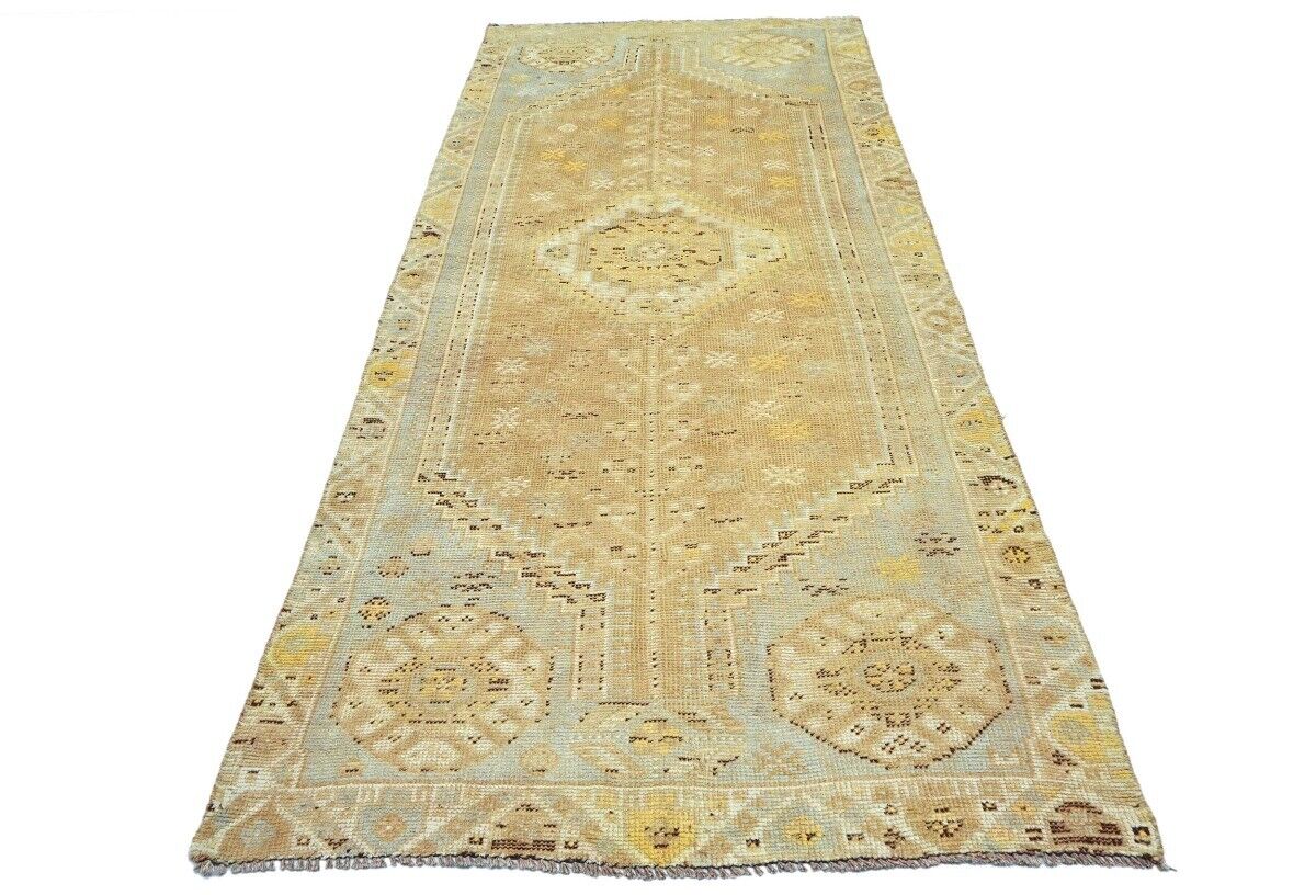 4X9 Ft Vintage Wool Tribal Runner Rug Distressed