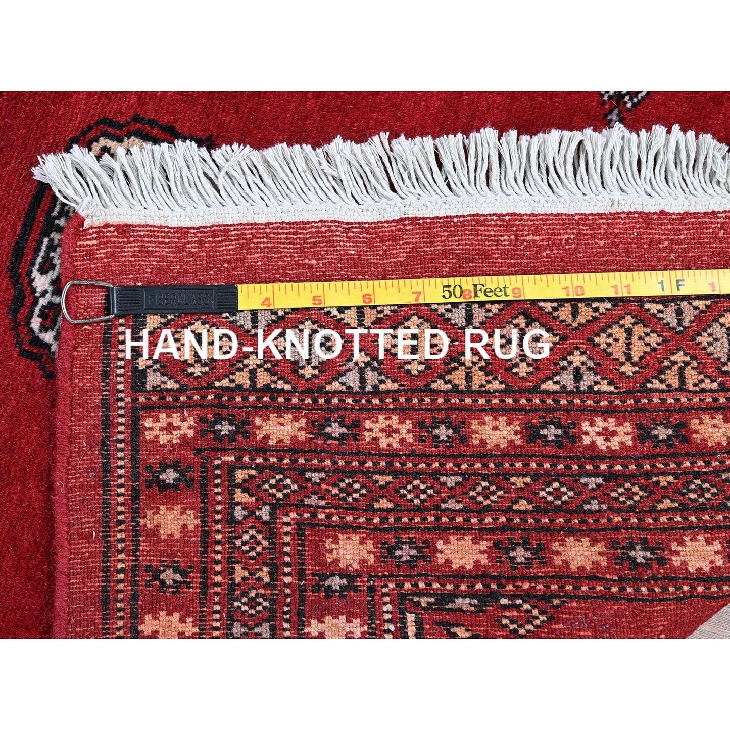 2'7"X11'10" Scarlet Red Princess Bokara Soft Wool Hand Knotted Runner Rug