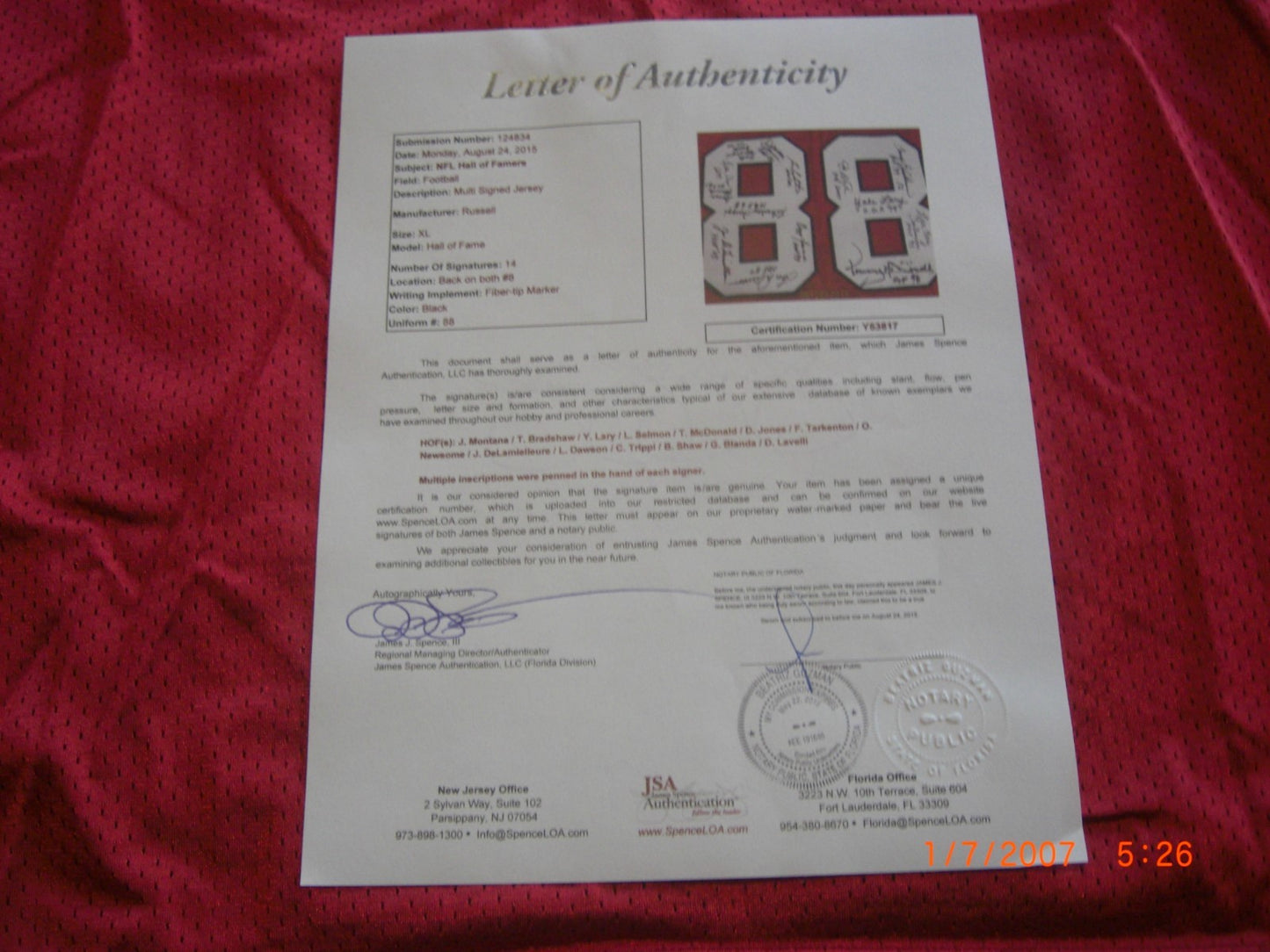 Terry Bradshaw,Joe Montana,George Blanda Jsa/Coa