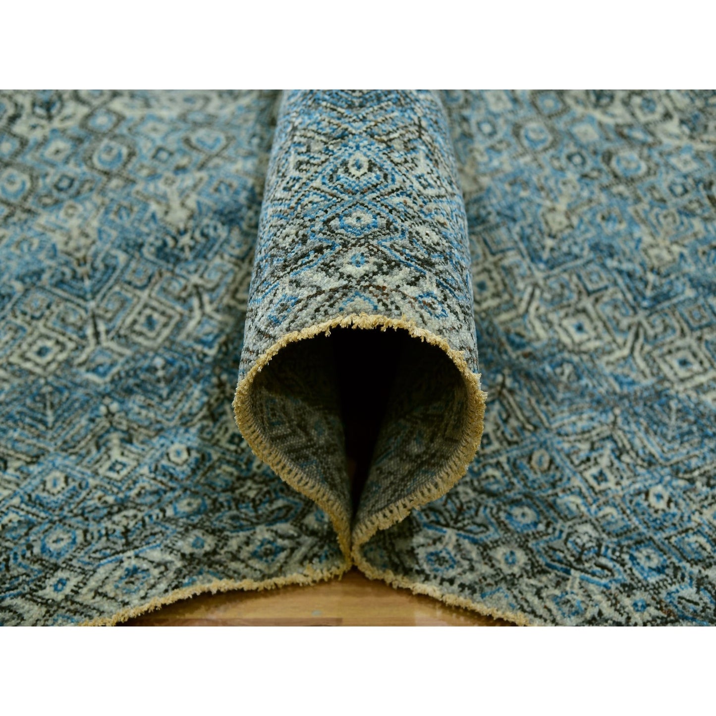 10'X10' Blue Kohinoor Herrita Plush Wool Hand Knotted Square Oriental Rug