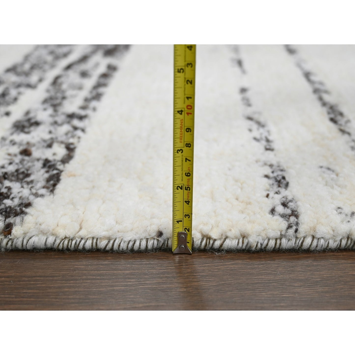 12'X17'9" Ivory Striae Design Wool Hand Knotted Oversized Oriental Rug