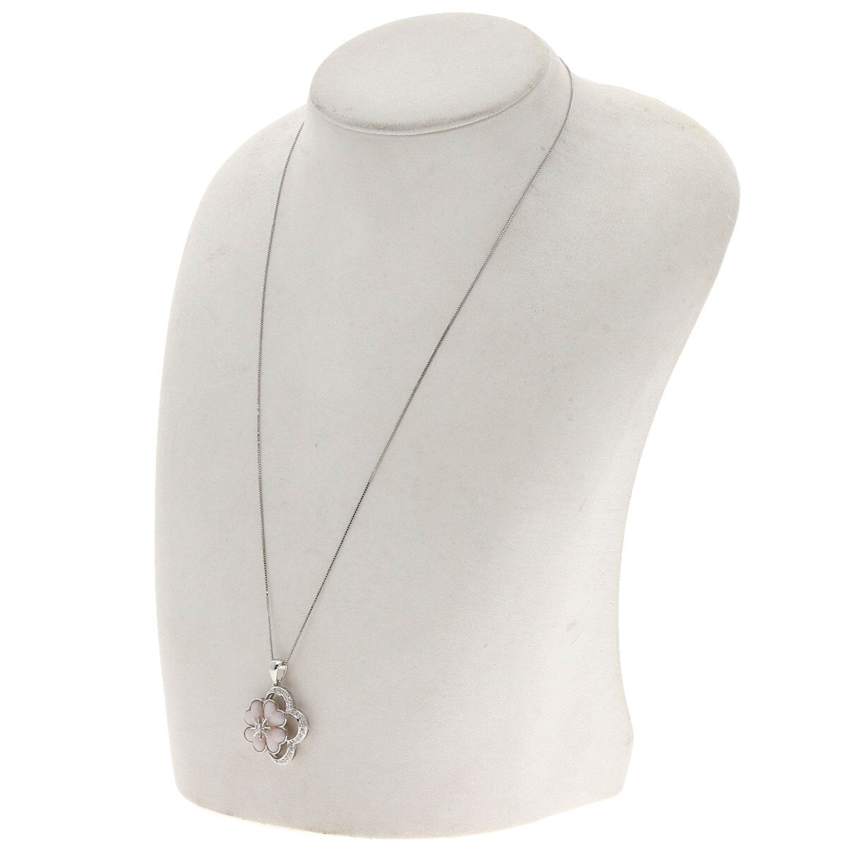 0.11ct Shell Diamond Clover Motif Necklace K18