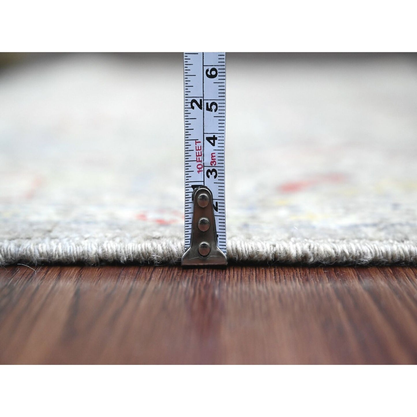4'X19'3" Gray Peshawar Bijar Garus Design Hand Knotted Wool Runner Rug