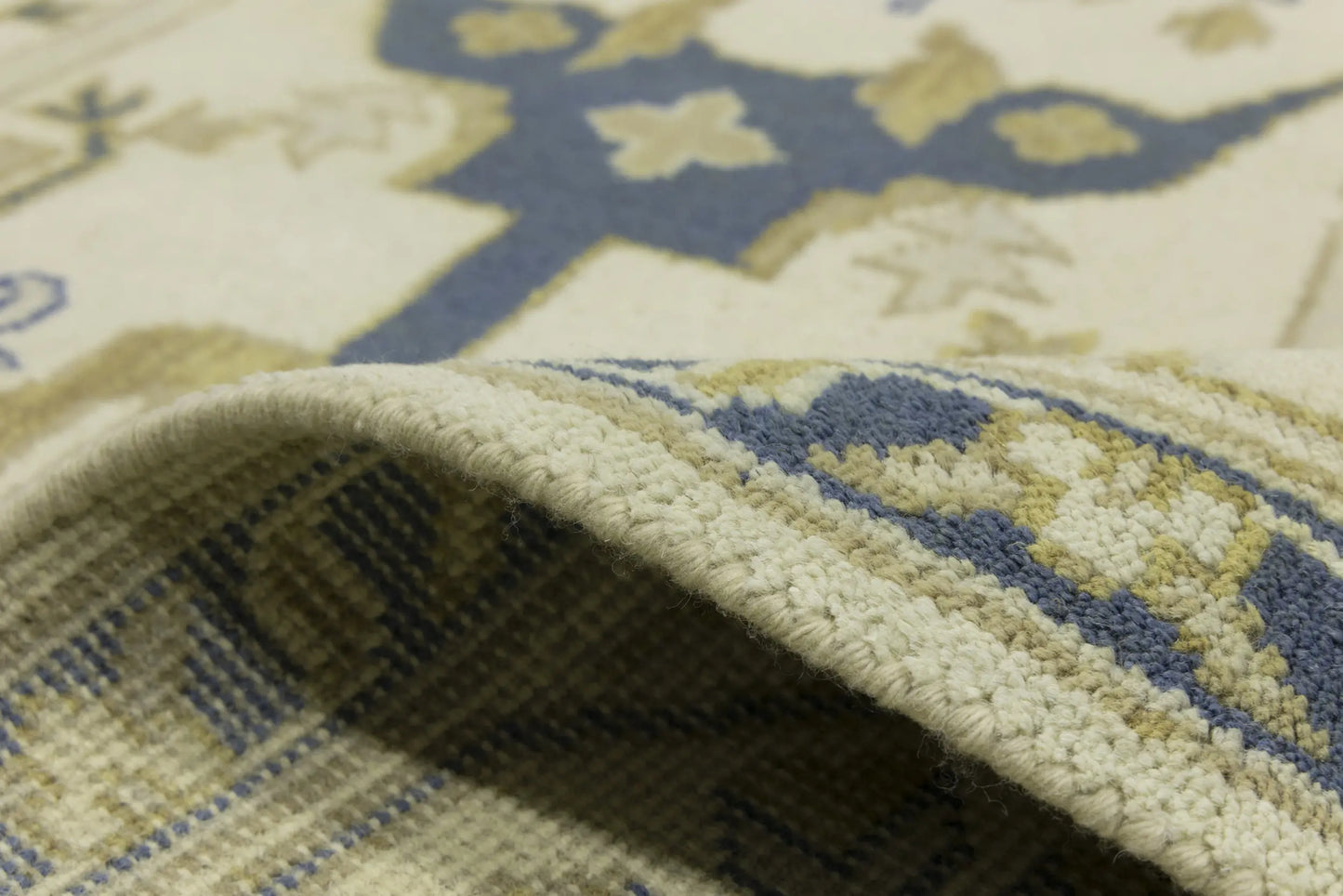 Handmade Oushak Oriental Rug Wool Carpet Floral