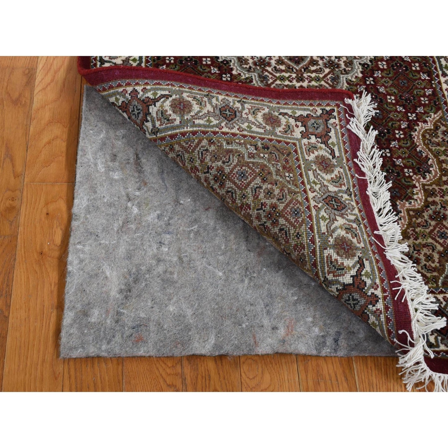2'8"X10'5" Sangria Red Tebraz Mahi Pure Wool Hand Knotted Runner Rug