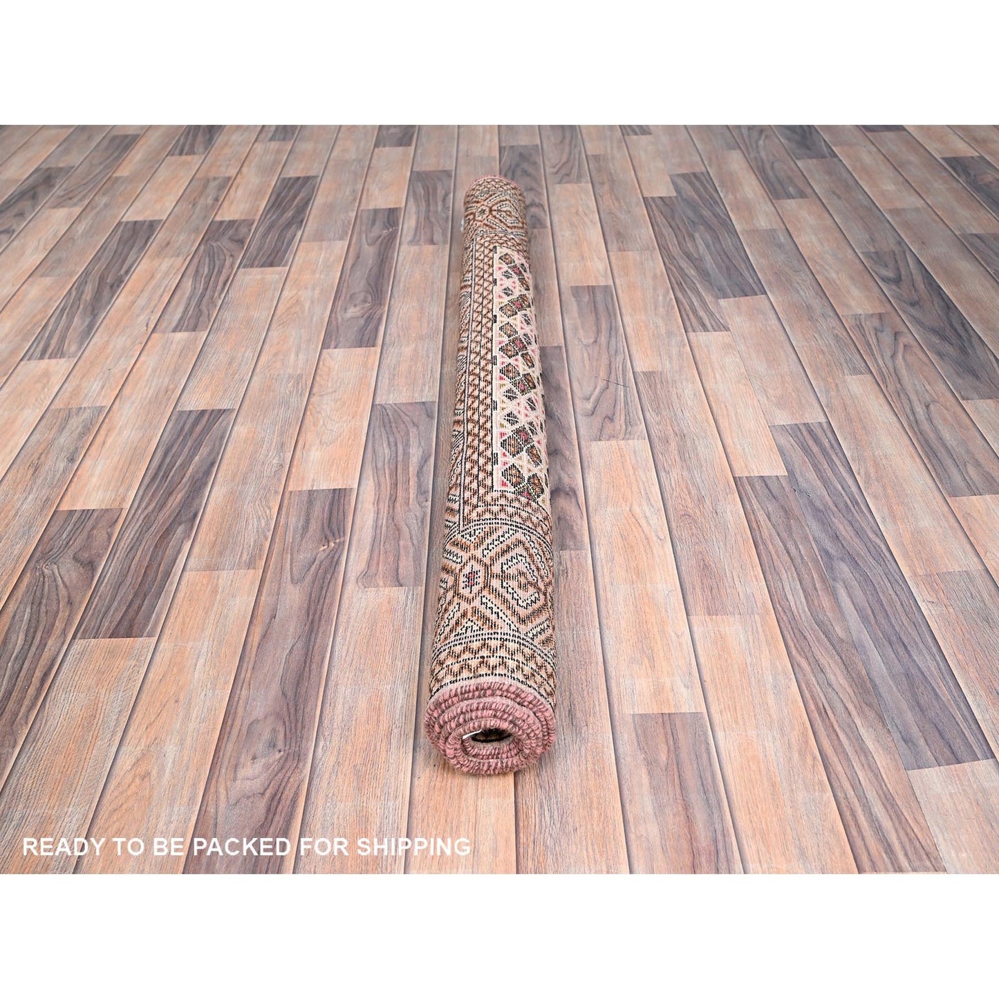 4'4"X6'1" Pink Vintage Tourkaman Worn Wool Hand Knotted Oriental Rug