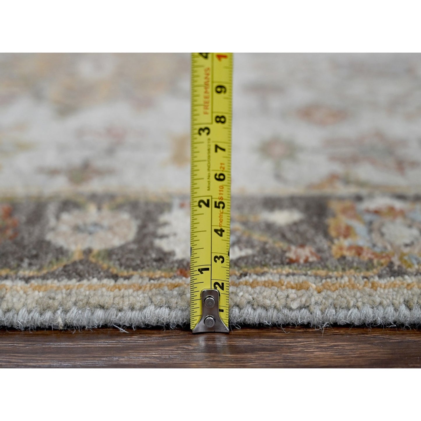 2'7"X10' Goose Gray Karjihooz Design Pure Wool Hand Knotted Runner Rug