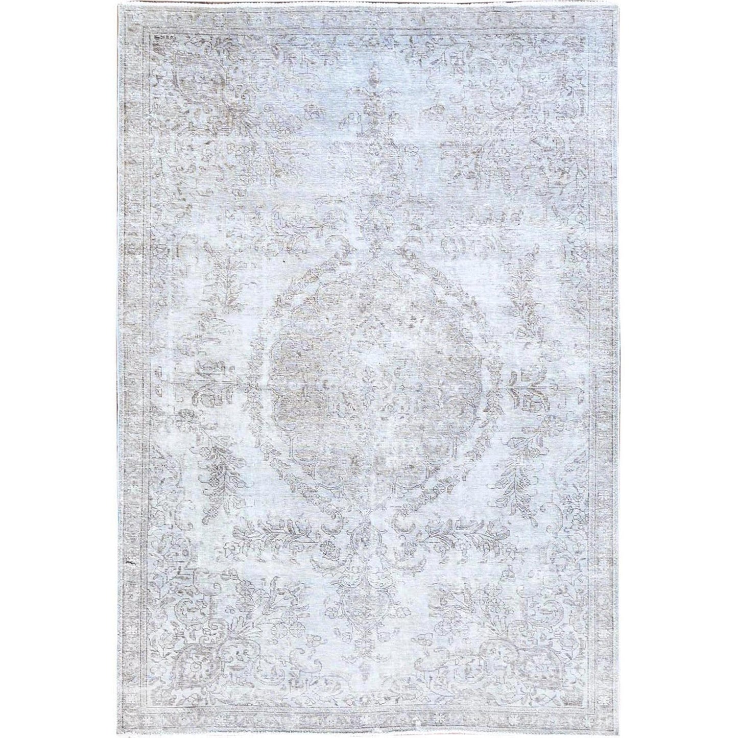 6'3"X9'6" Gray White Wash Cropped Thin Oriental Rug