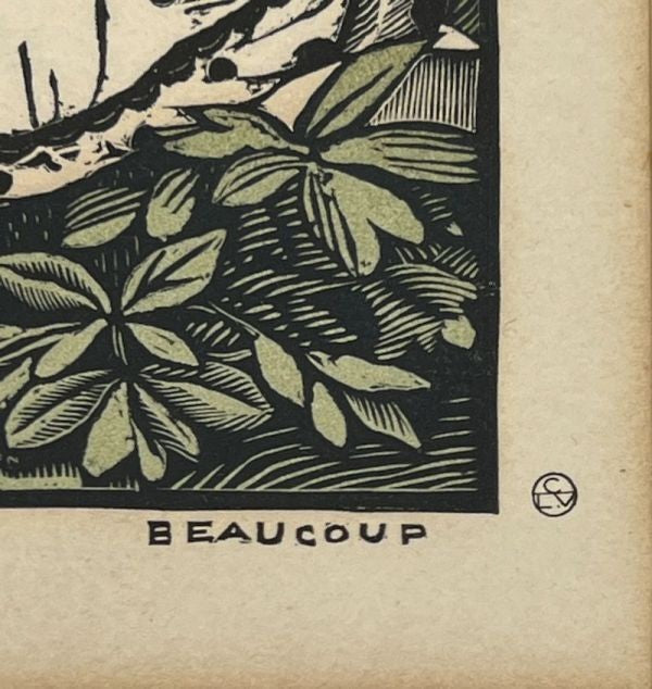 Fernand Simeon Woodblock Print "Un Peu, Beaucoup" C.1920S Gazette Du Bon Ton