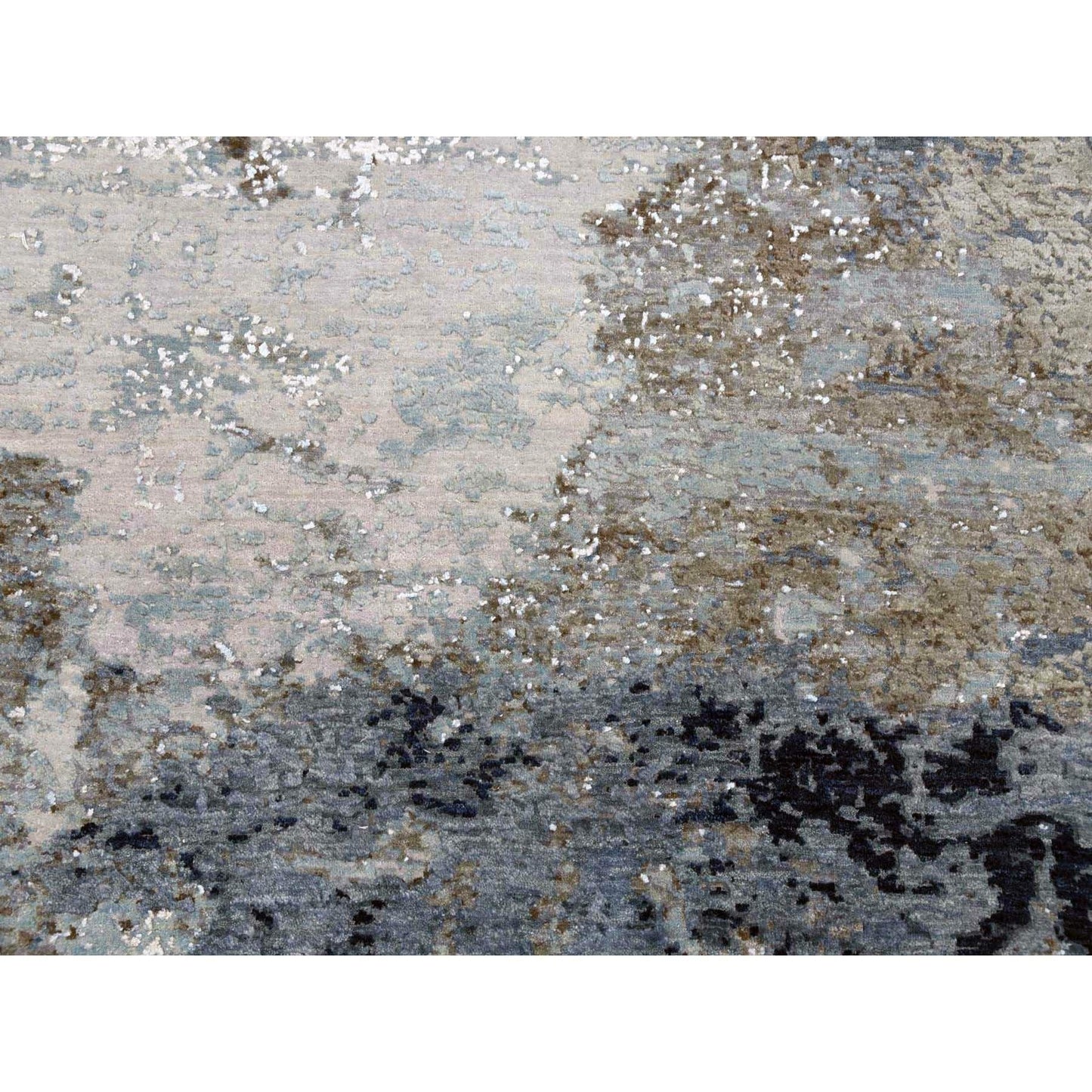 10'2"X10'2" Gray Hand Knotted Abstract Design Wool Round Oriental Rug