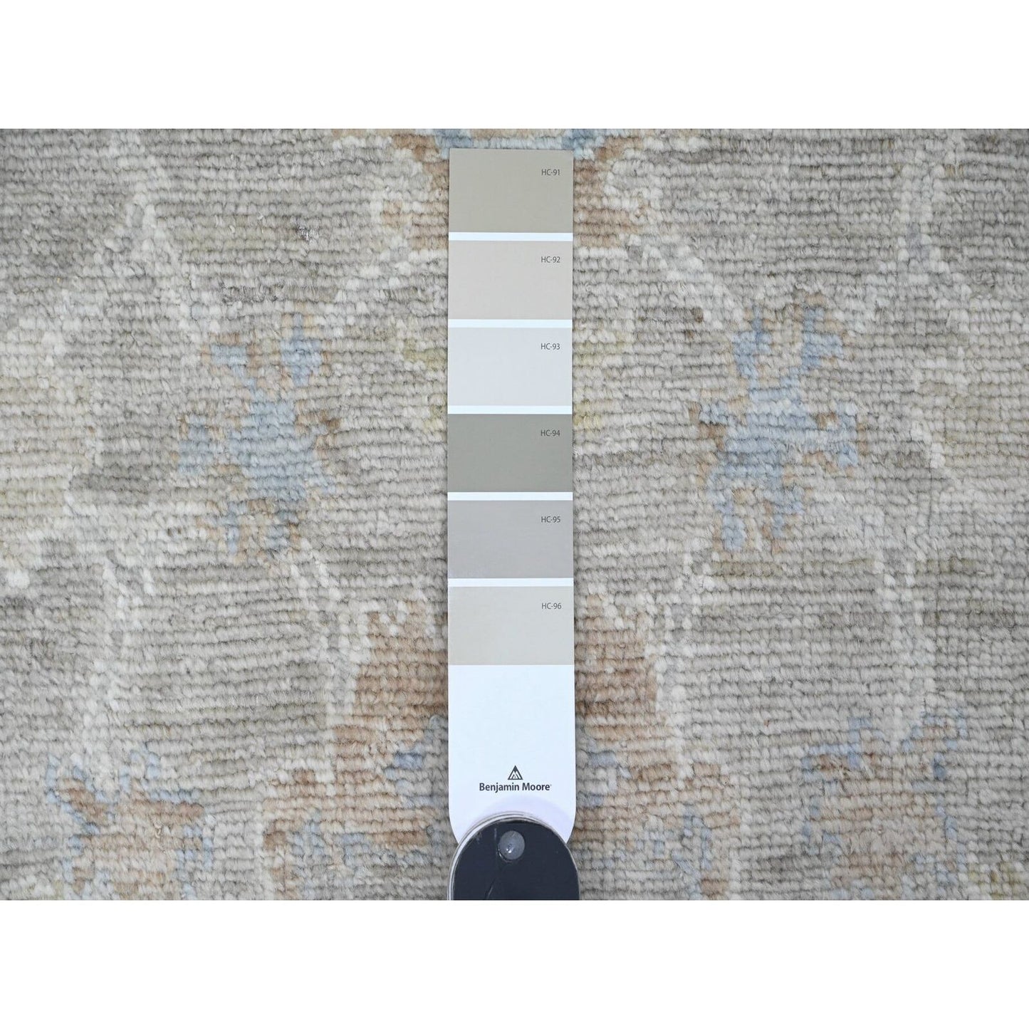 5'X19'9" Brown Angora Oushak Vines Design Hand Knotted Wool Runner Rug