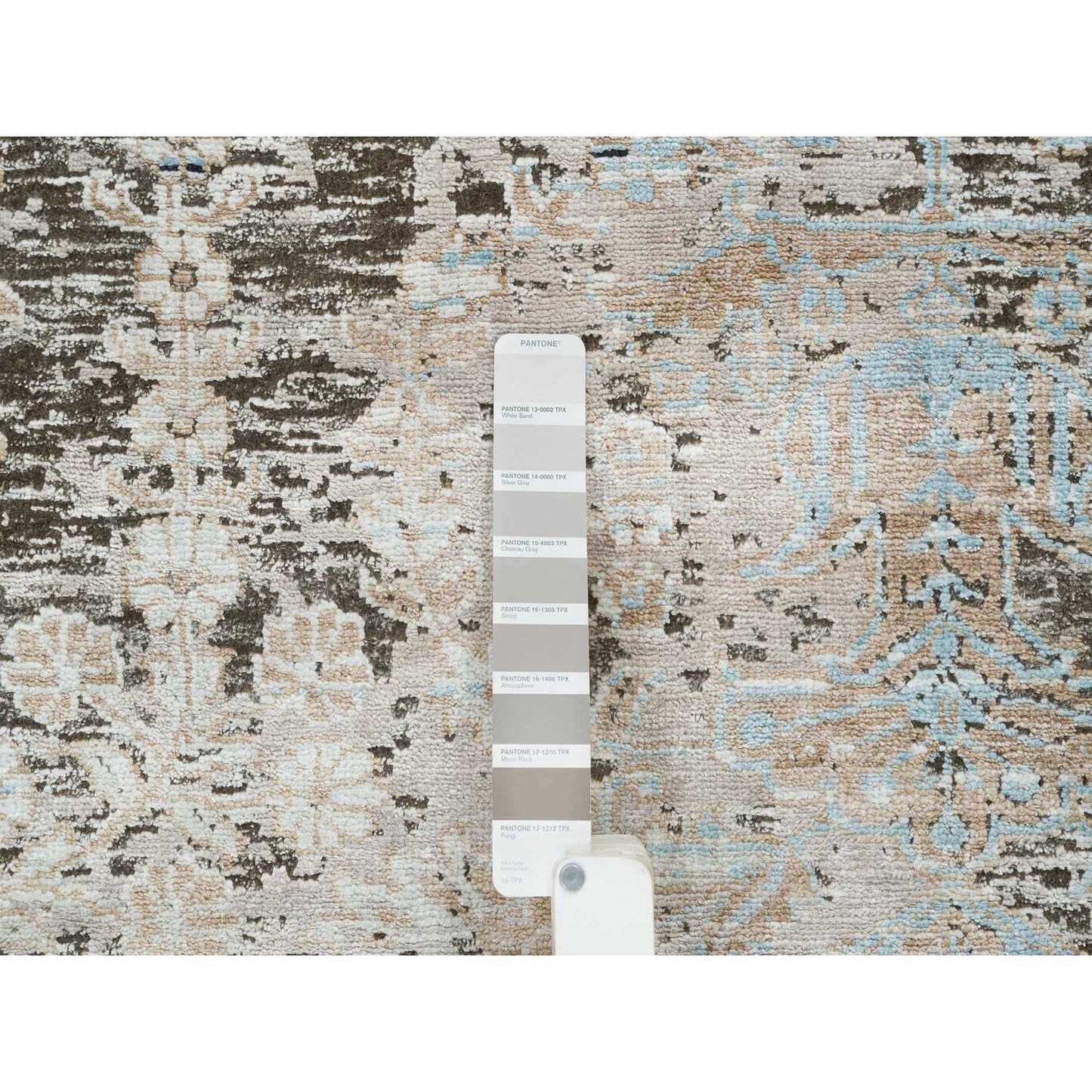 8'3"X10' Gray Hand Knotted Transitional Design Wool And Silk Rug
