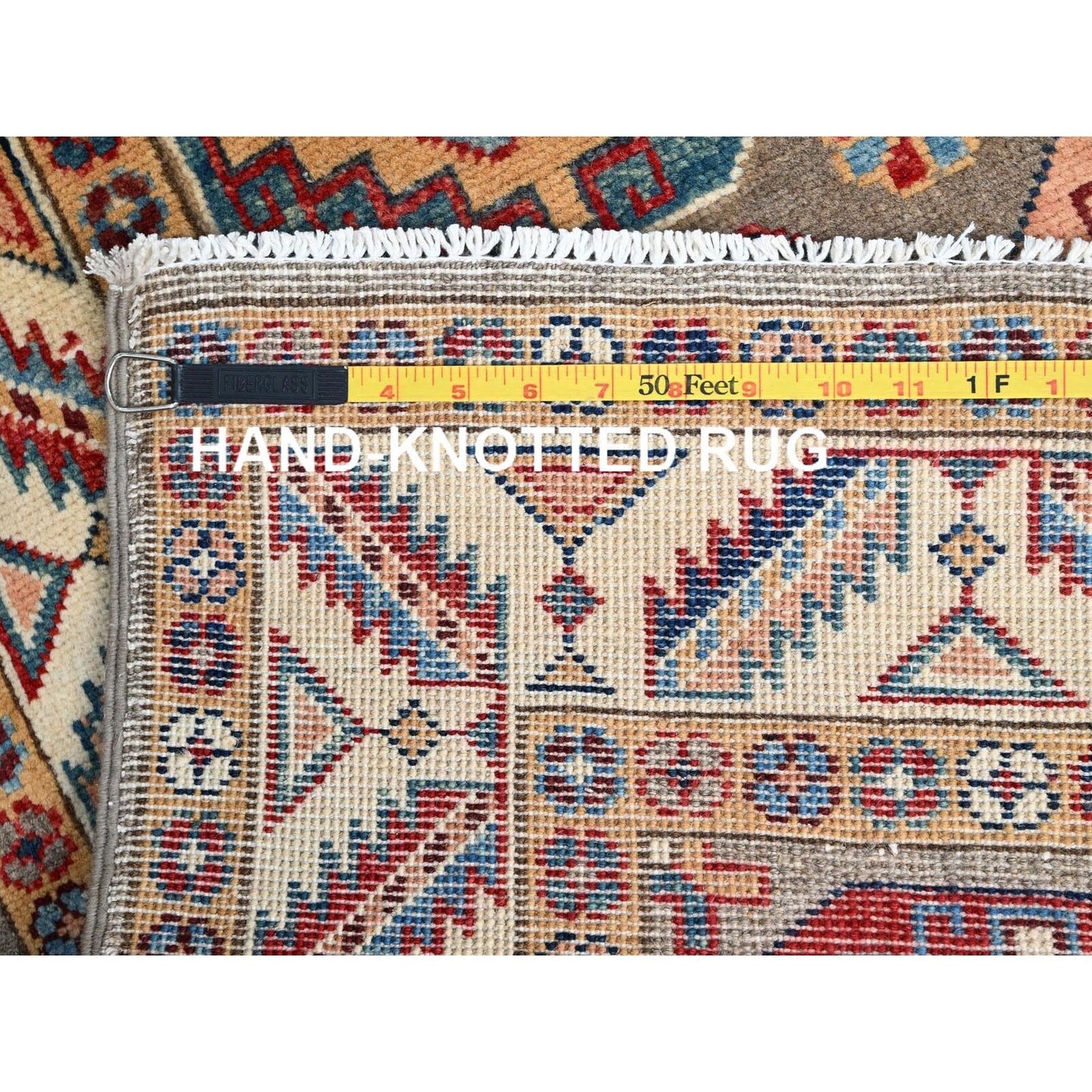 2'10"X9'9" Gray Hand Knotted Special Kazak Pure Wool Wide Runner Rug