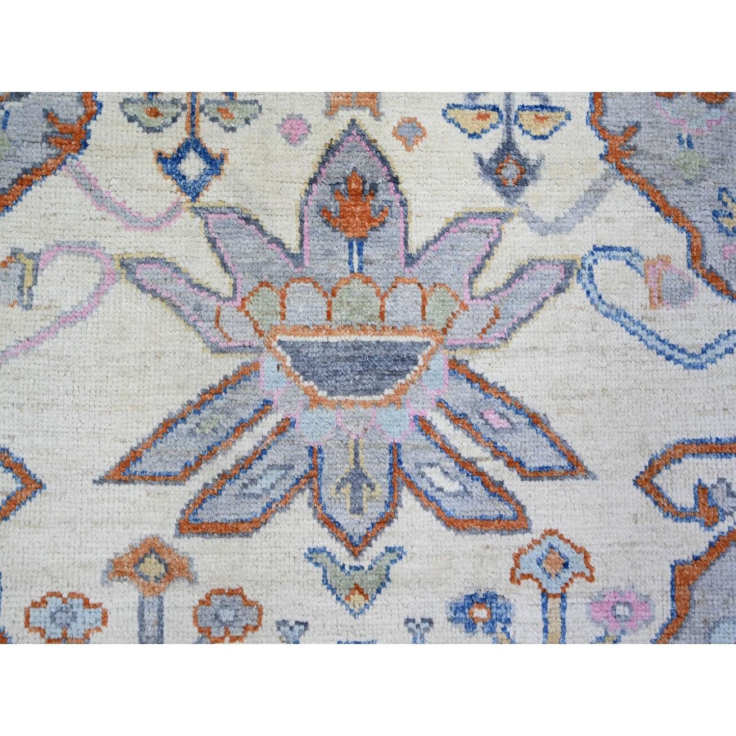 9'X11'6" Cloud Gray Anatolian Village Inspired Wool Hand Knotted Rug