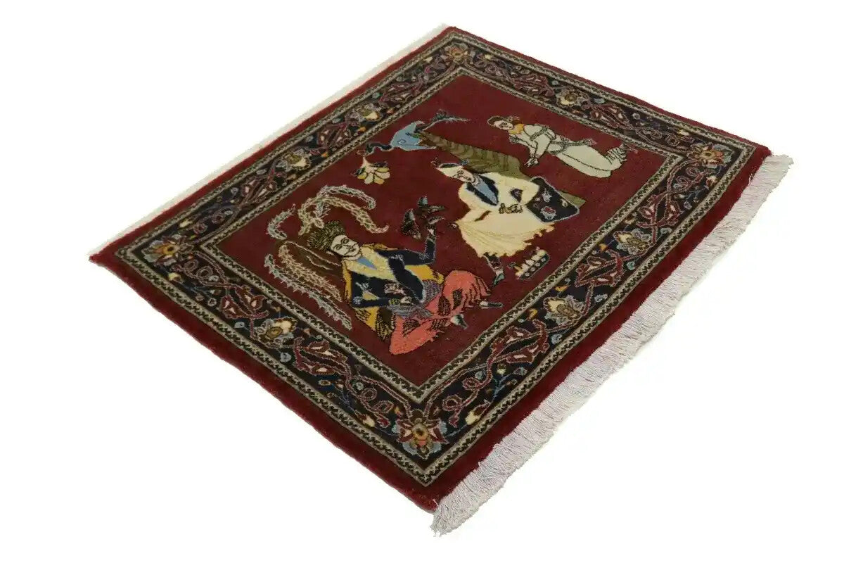 Wine Red Vintage Pictorial Design Handmade