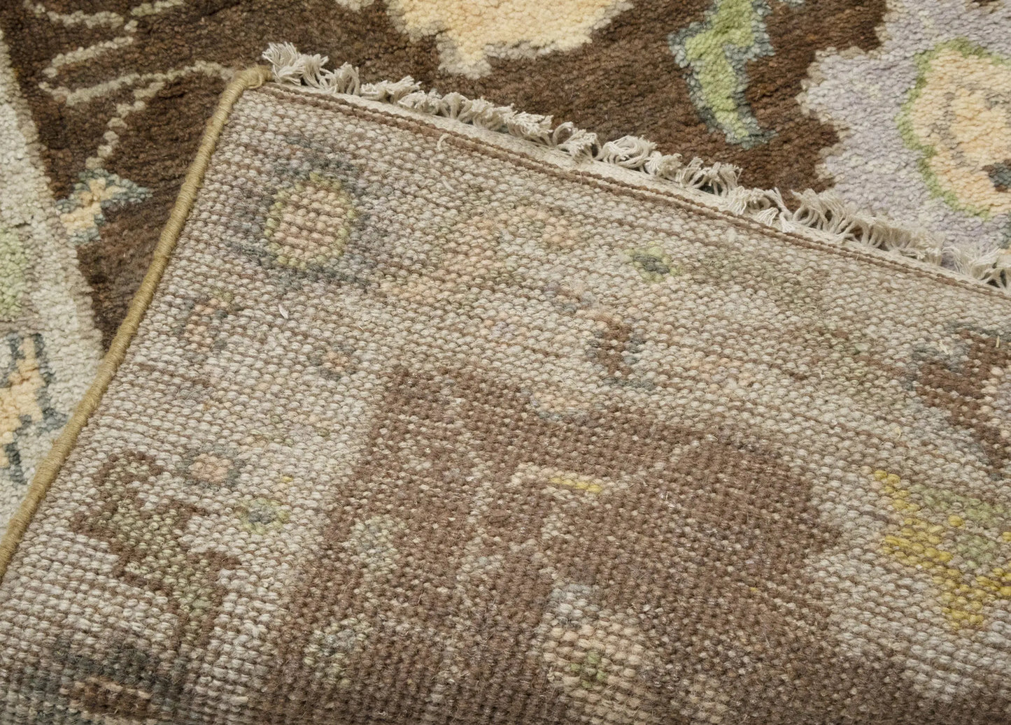 Oushak Chobi Oriental Runner Rug Brown Floral