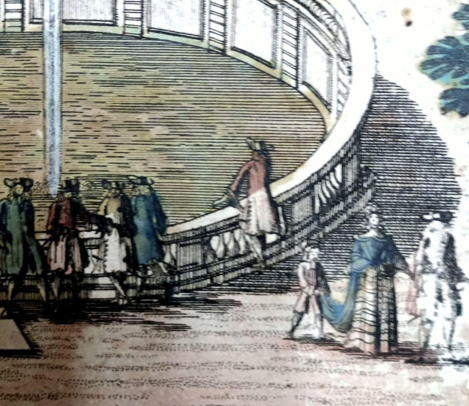 Pierre Aveline 1687 Hand-Colored Engraving Chteau De St. Cloud France Antique