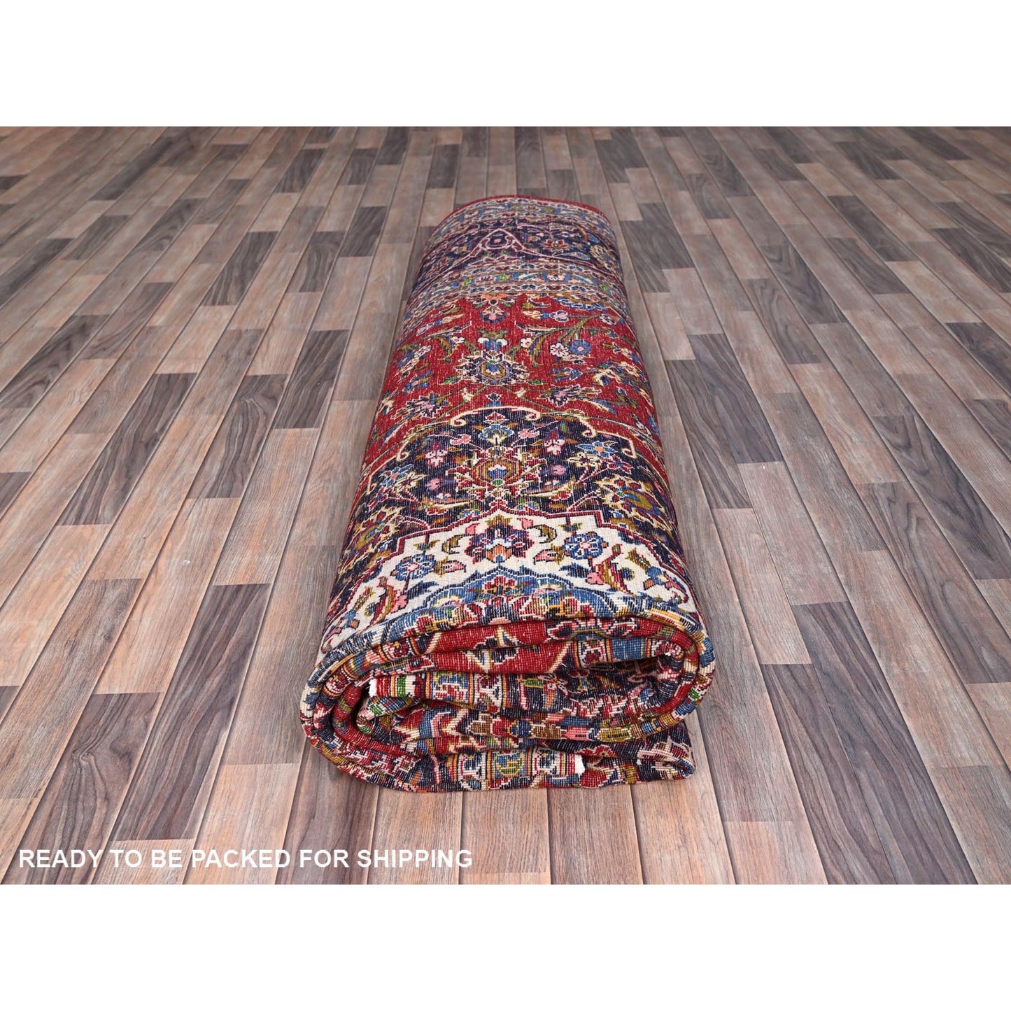 10'1"X13' Angels Red Hand Knotted Vintage Kishoon All Wool Oriental Rug