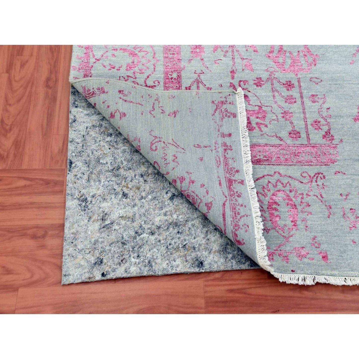 8'10"X11'3" Beige Zoroastrian Tebraz Design Wool And Silk Handknotted Rug