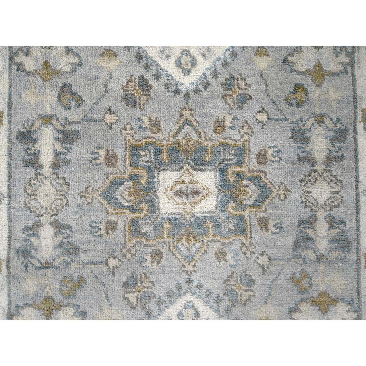 2'8"X8' Cloud Gray Karjihooz Design Pure Wool Hand Knotted Runner Rug