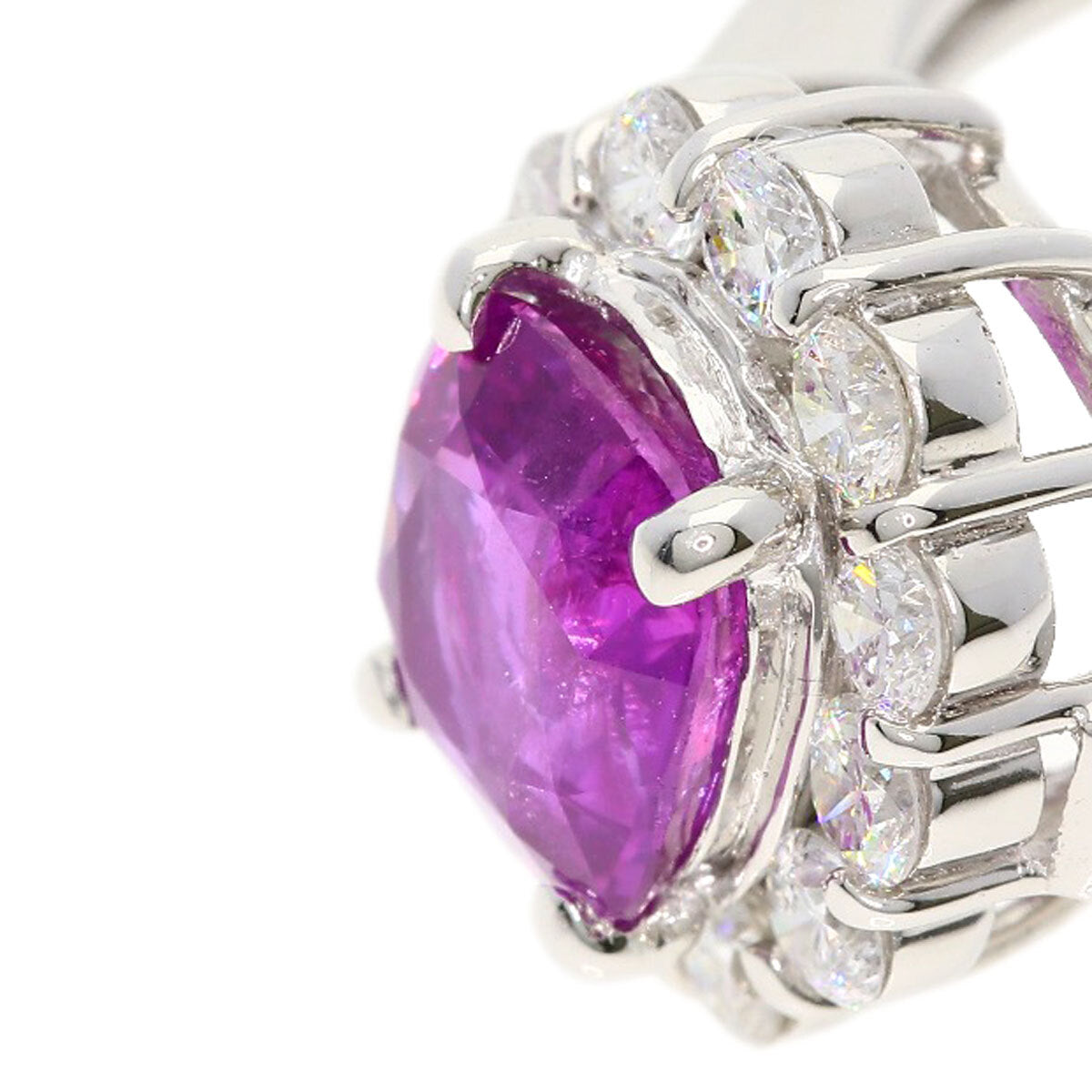 1.87Ct Pink Sapphire Diamond Ring Platinum Pt900