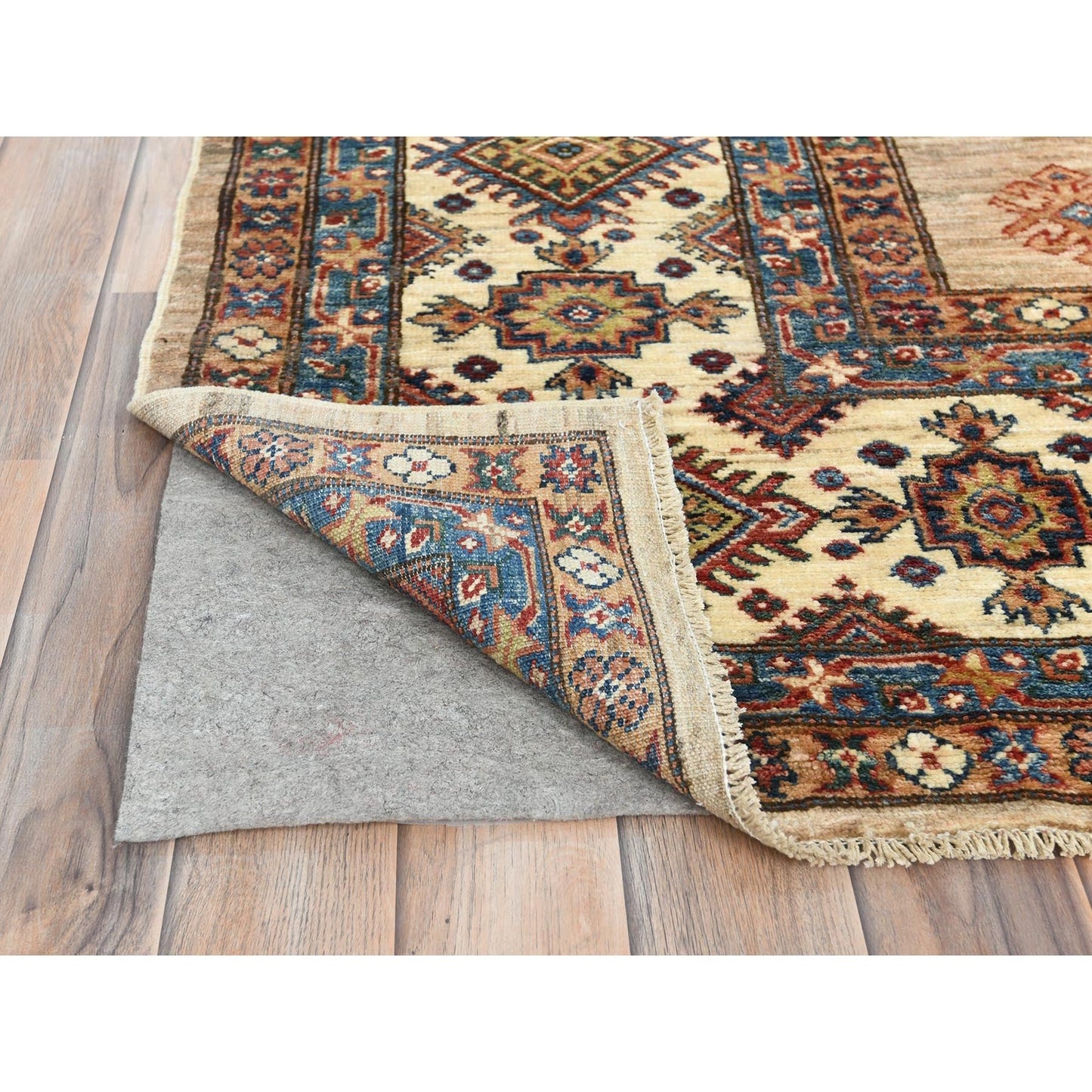 9'X12' Honey Brown Pure Wool Hand Knotted Afghan Super Kazak Rug
