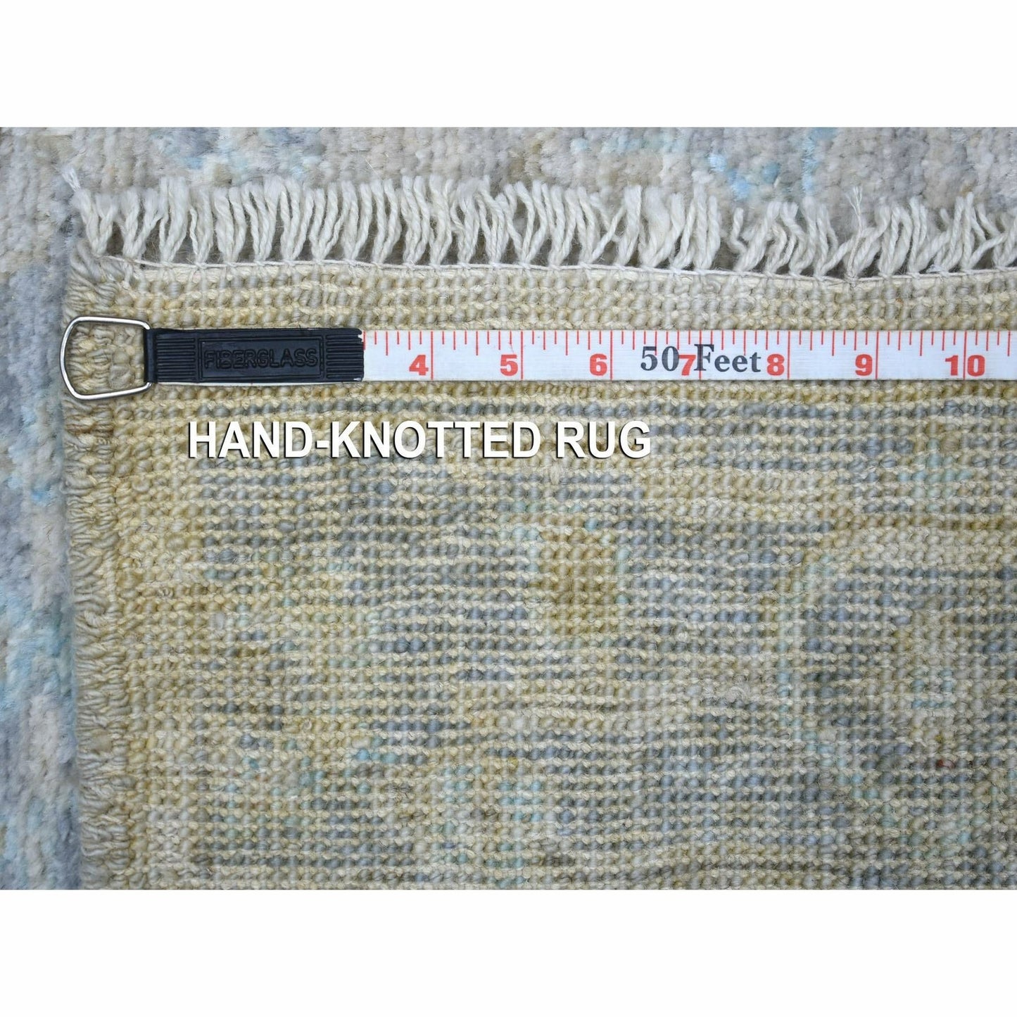 3'3"X4'10" Taupe Hand Knotted Afghan Angora Oushak Hand Knotted Wool Rug