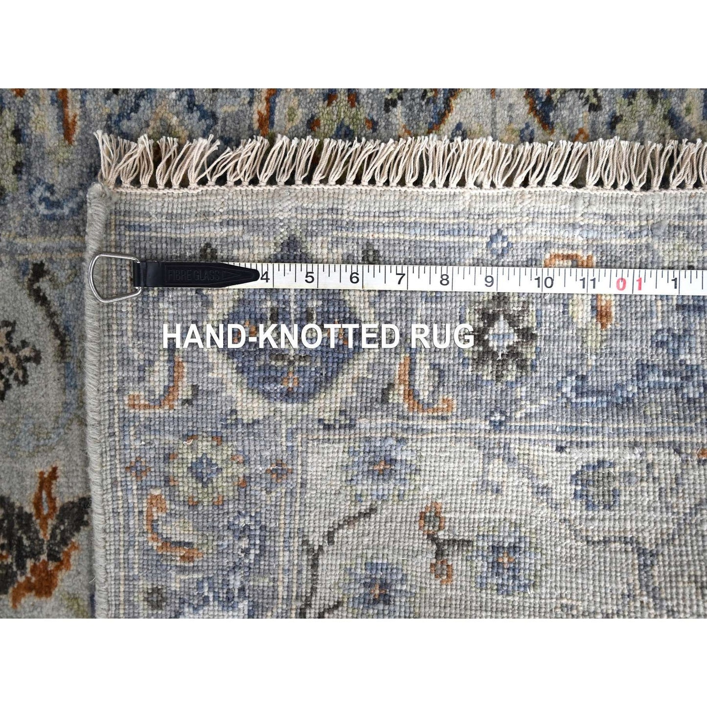 2'5"X18' Pearl Gray Hand Knotted Oushak Floral Motifs Wool Xl Runner Rug