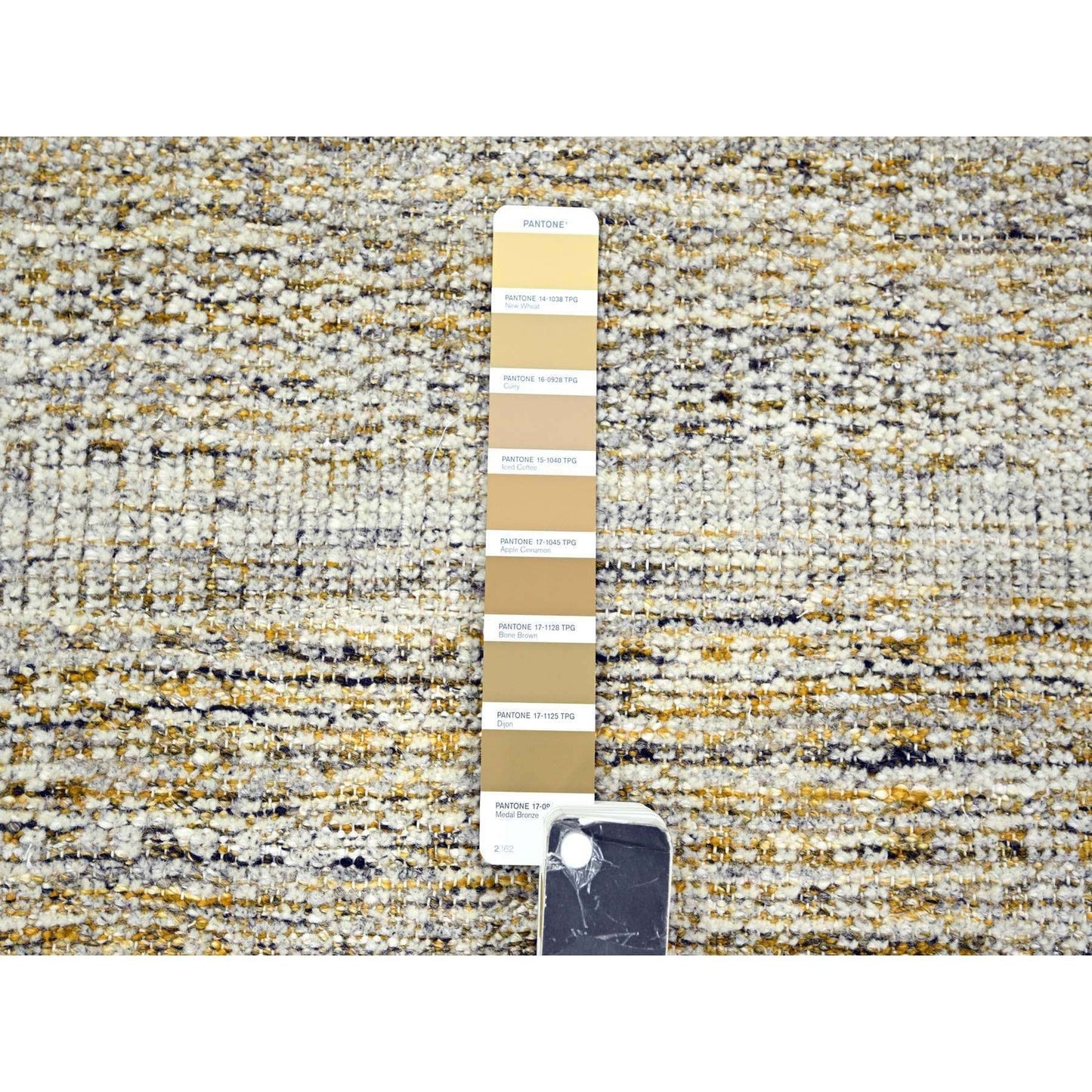 2'7"X8'2" White & Gold Hand Knotted Oxidized Grass Design Wool Runner Rug