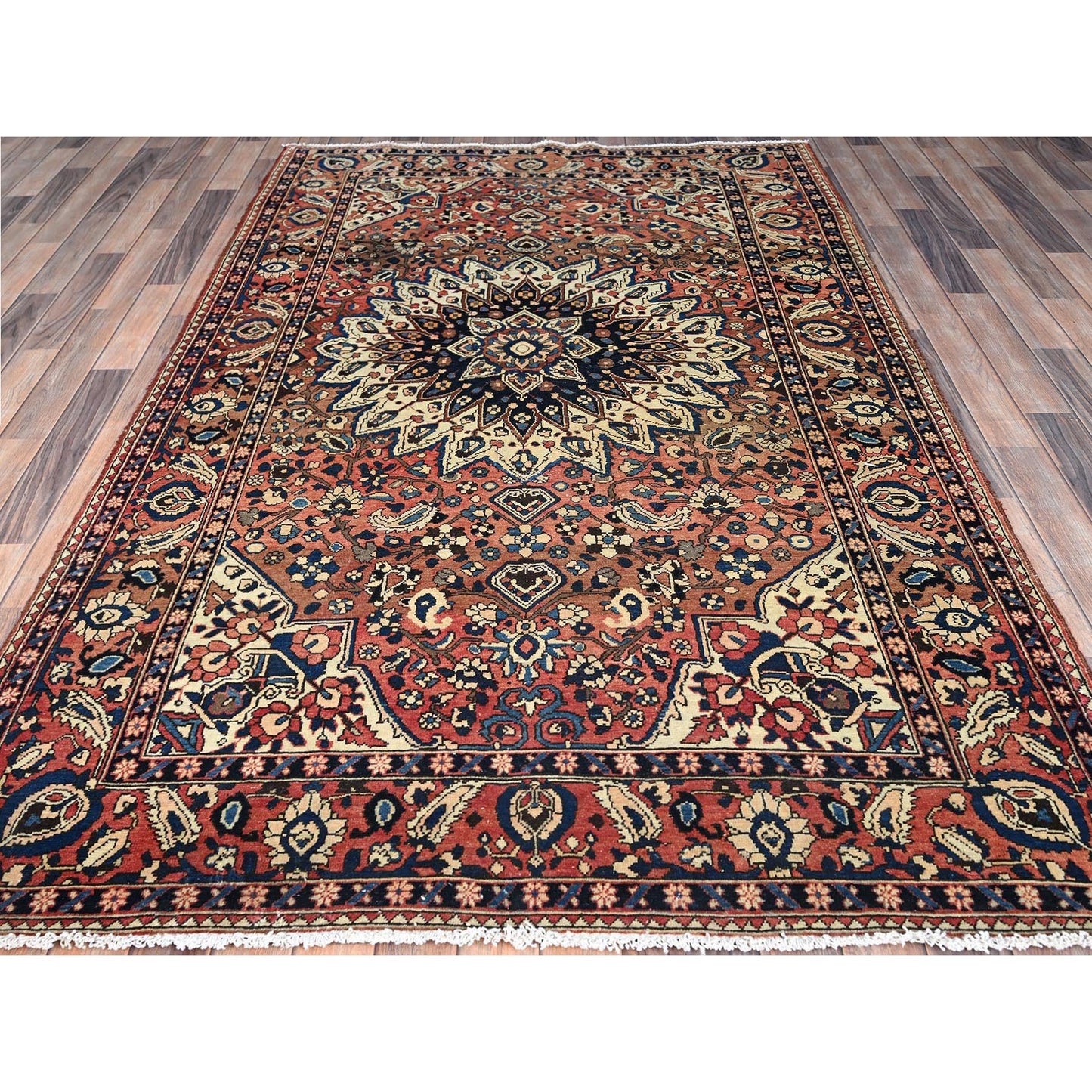 5'3"X8'6" Red Densely Woven Vintage Zoroastrian Baktiarjoon Oriental Rug