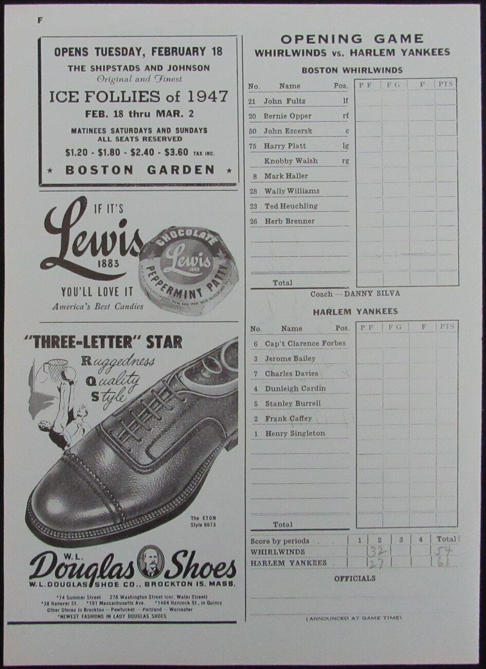 Vintage 1947 Boston Celtics Vs. New York